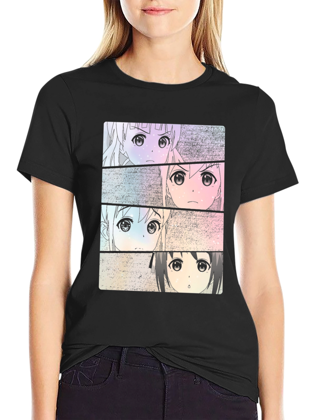 Anime Girls Black T-Shirt
