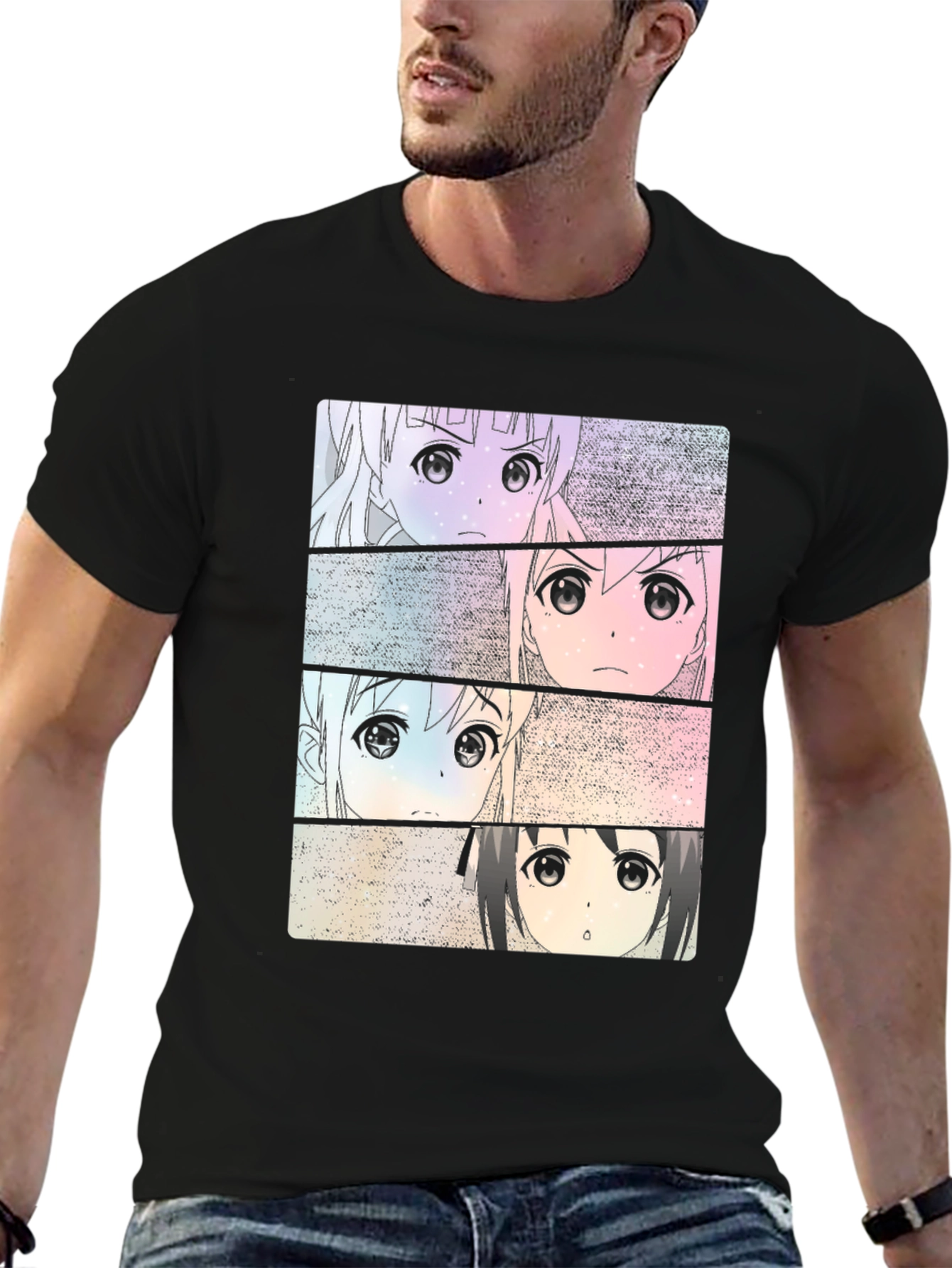 Anime Girls Black T-Shirt