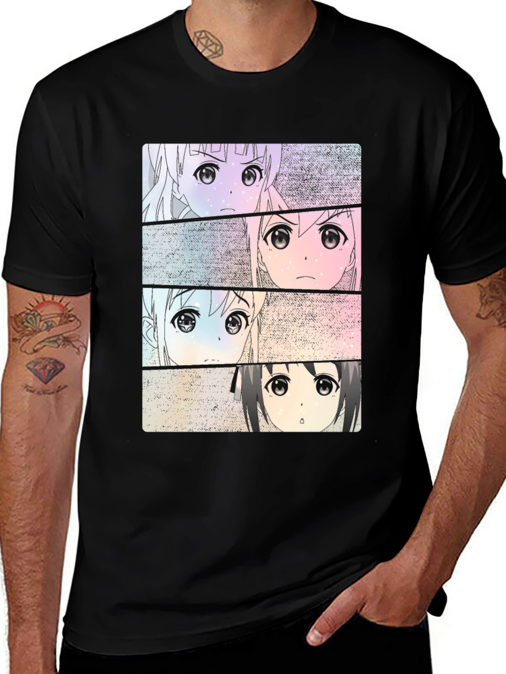 Anime Girls Black T-Shirt