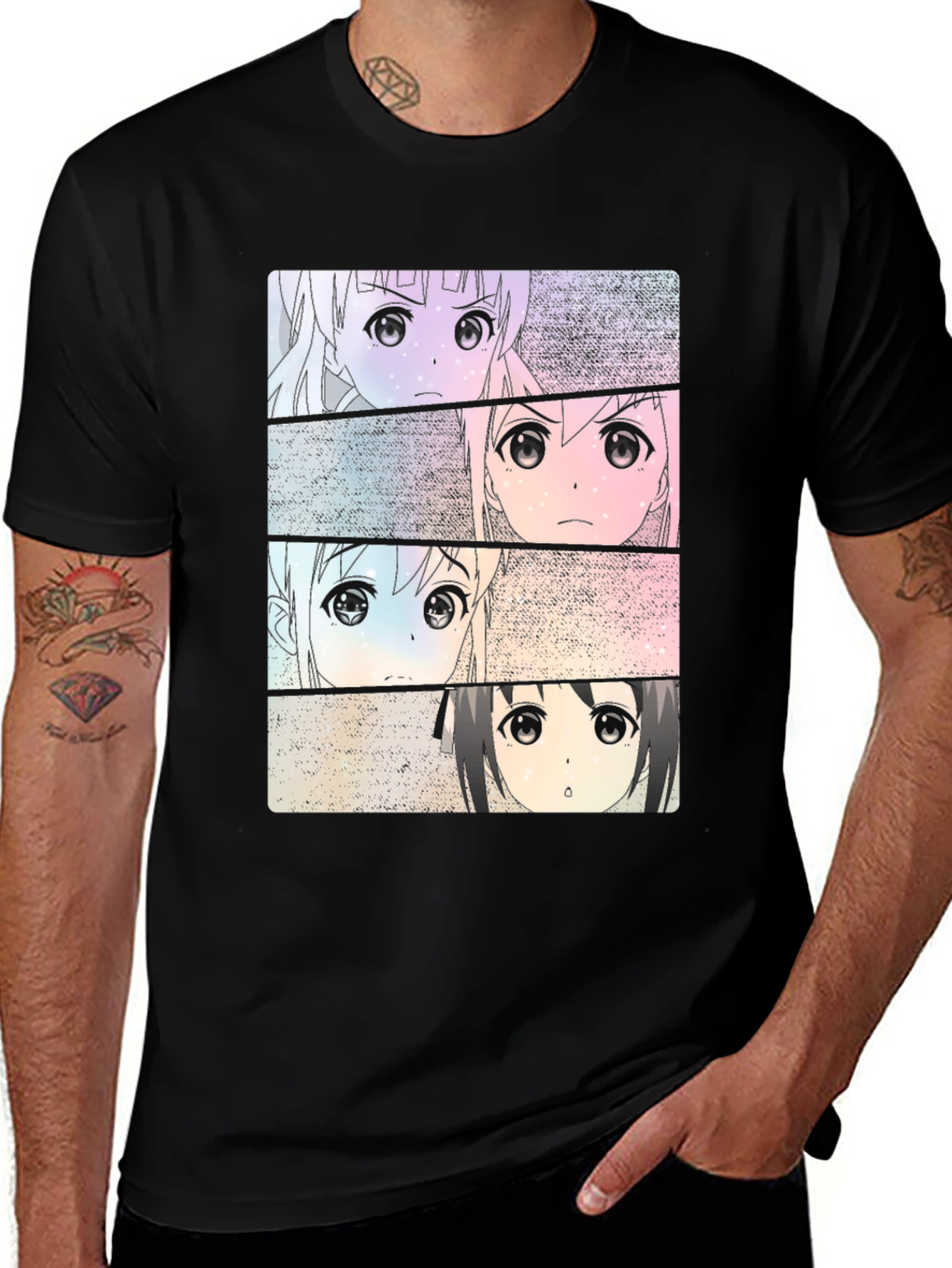 Anime Girls Black T-Shirt