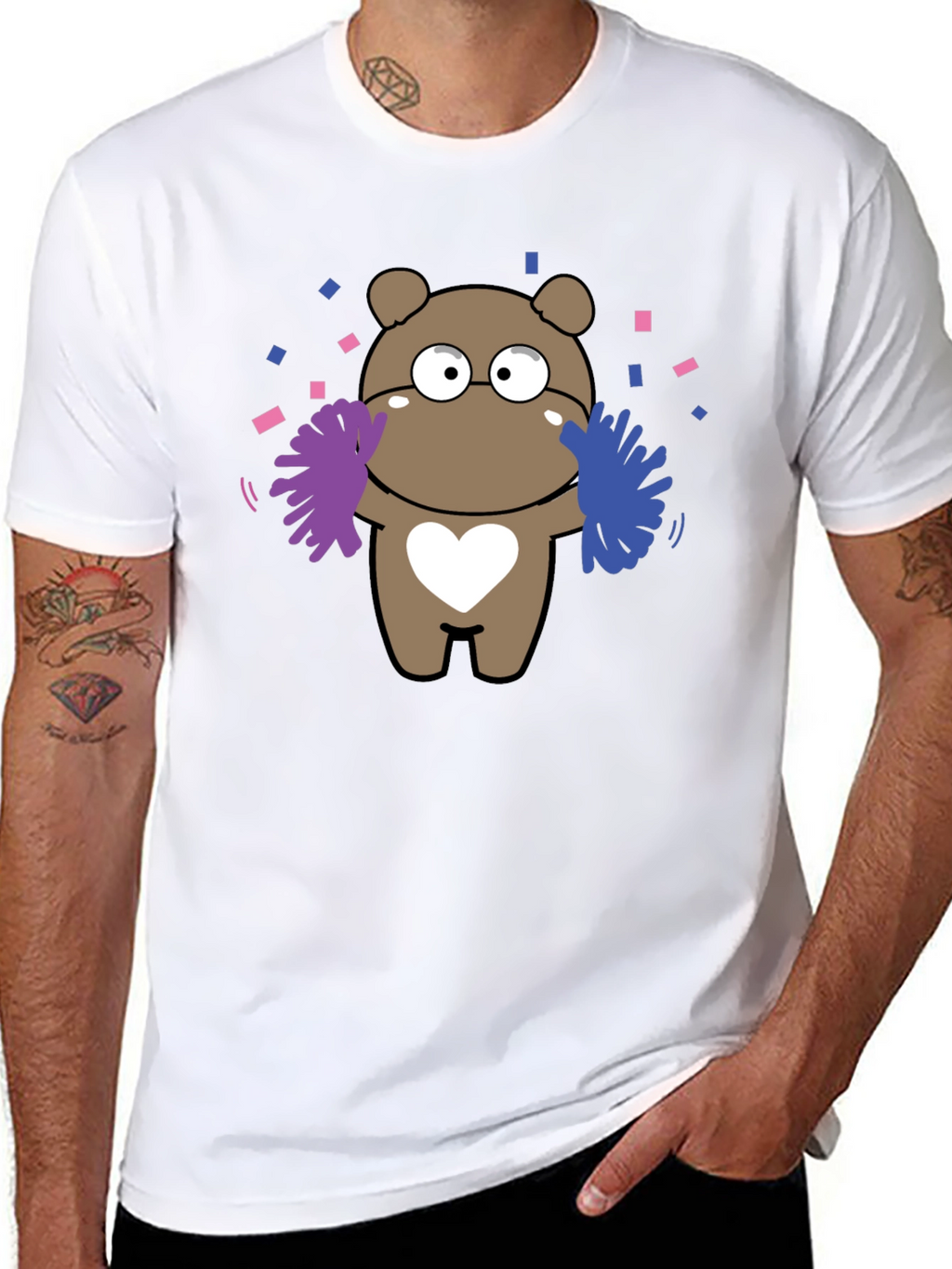 Cute Cheerleader Bear T-Shirt - Black