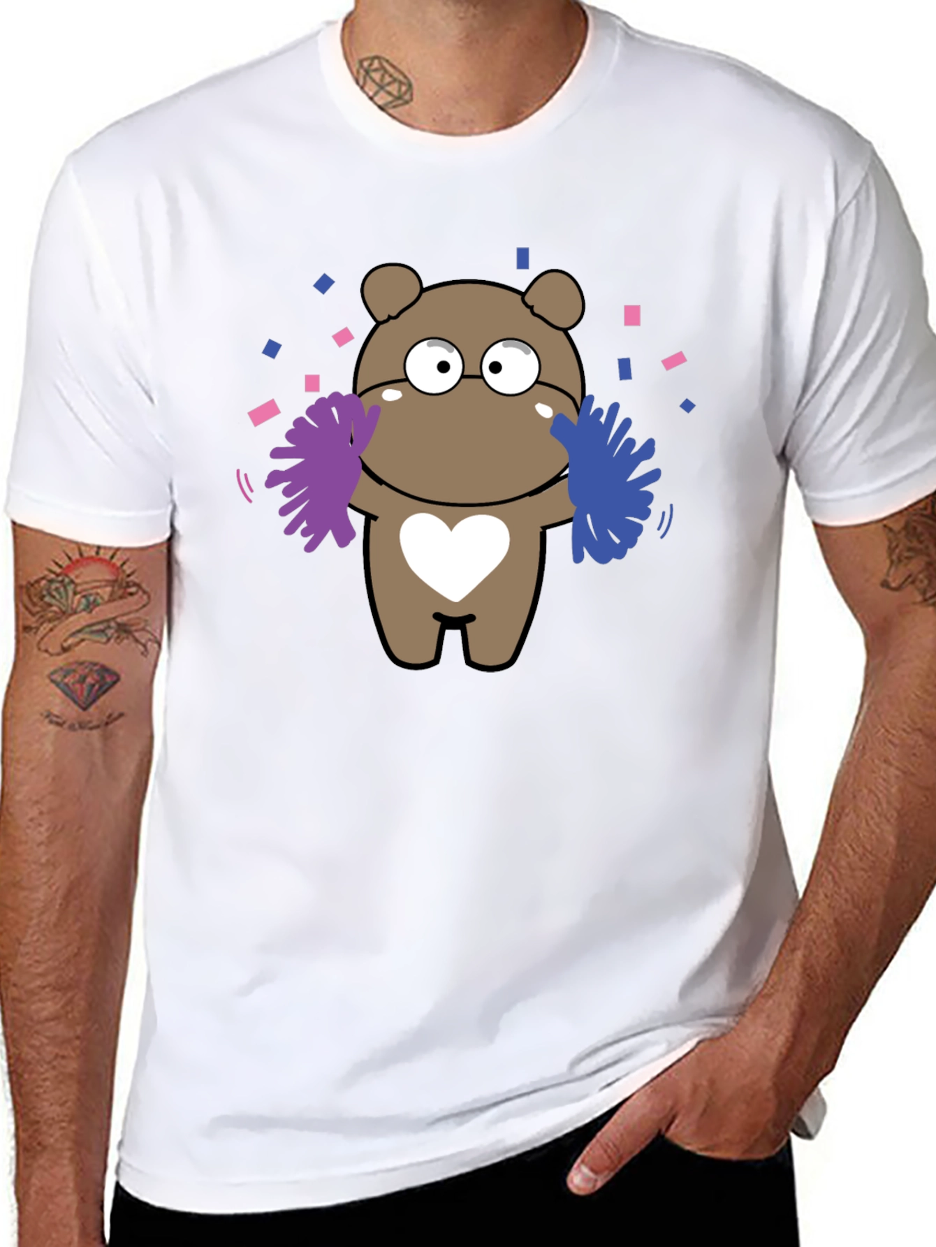 Cute Cheerleader Bear T-Shirt - Black