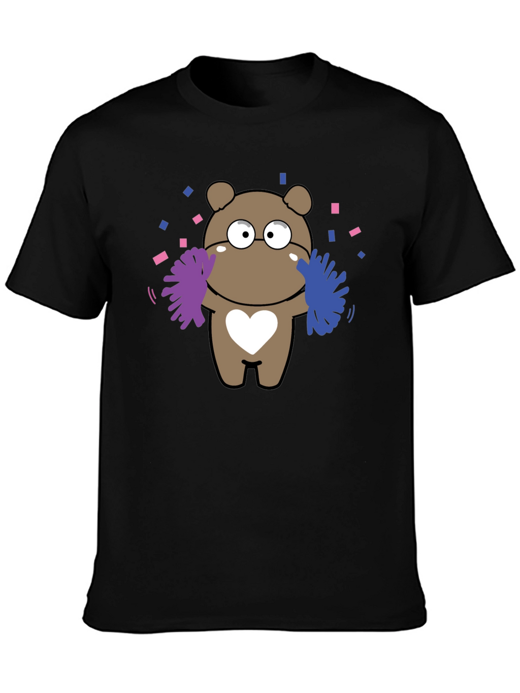 Cute Cheerleader Bear T-Shirt - Black
