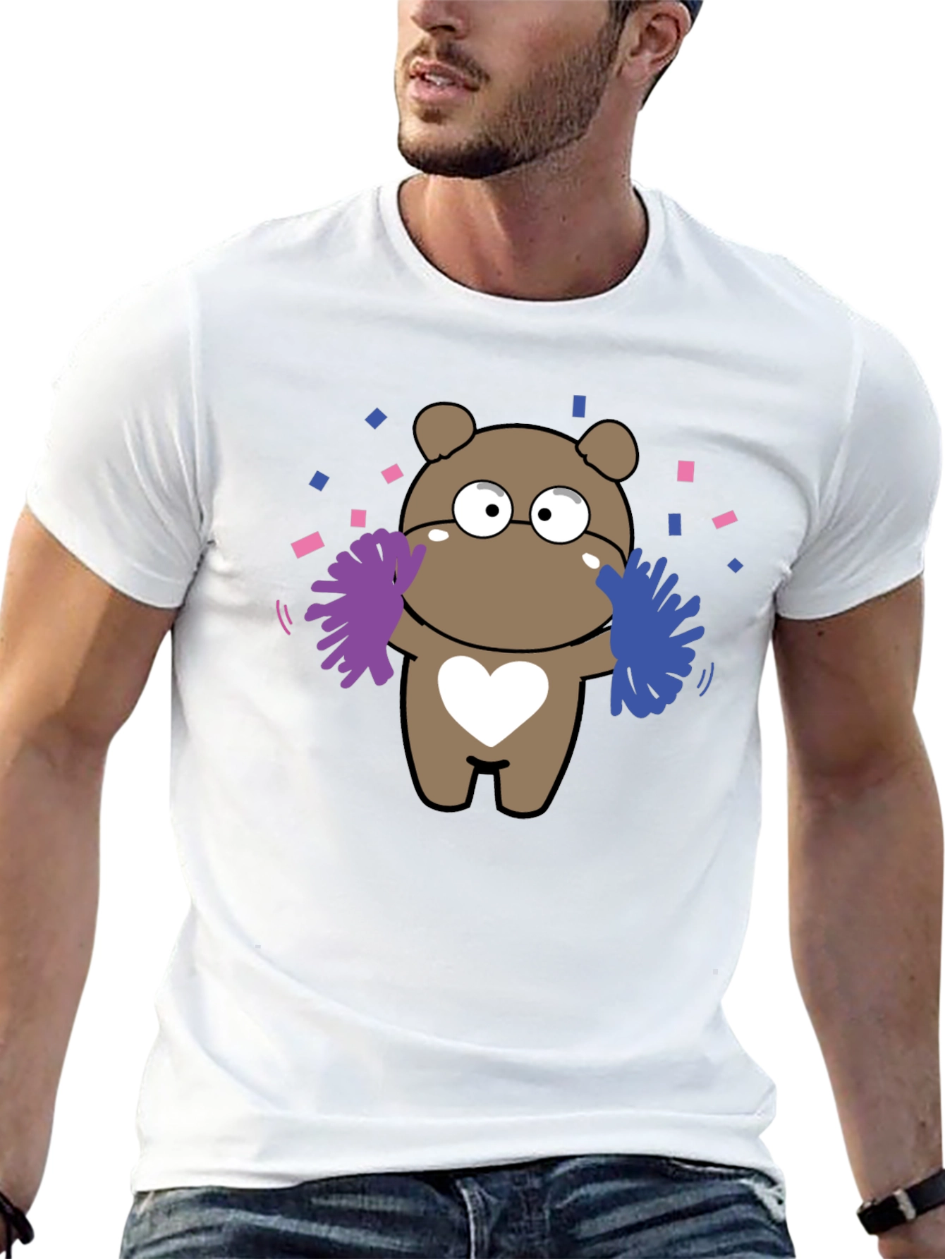 Cute Cheerleader Bear T-Shirt - Black