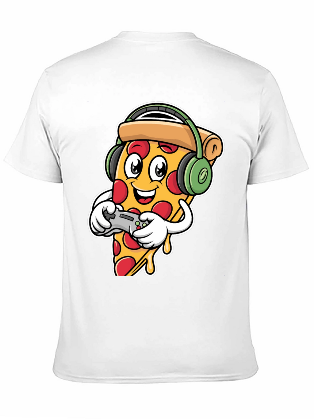 Pizza Gamer Black T-Shirt - Cartoon Food Gaming Tee