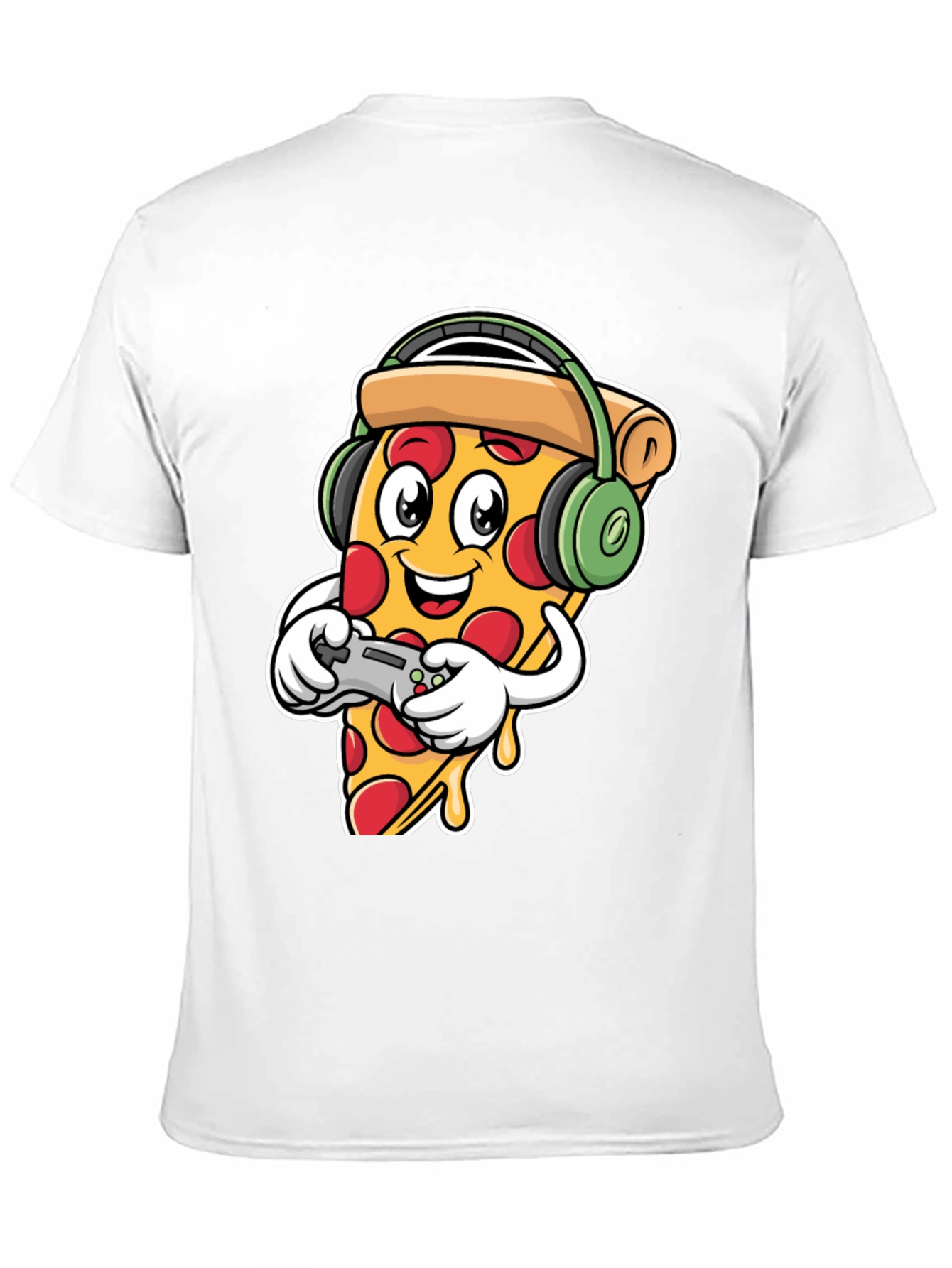 Pizza Gamer Black T-Shirt - Cartoon Food Gaming Tee