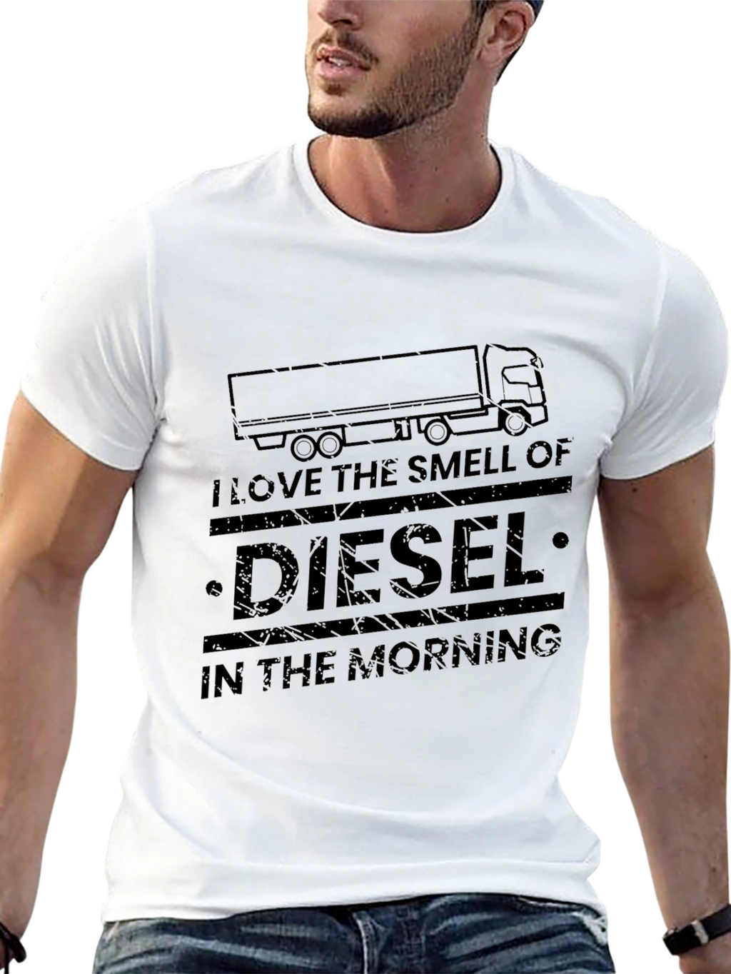 Diesel Smell Trucker Tee -  Mens Black Graphic T-Shirt