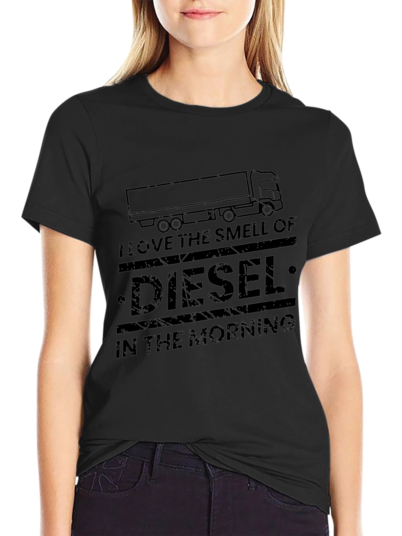Diesel Smell Trucker Tee -  Mens Black Graphic T-Shirt