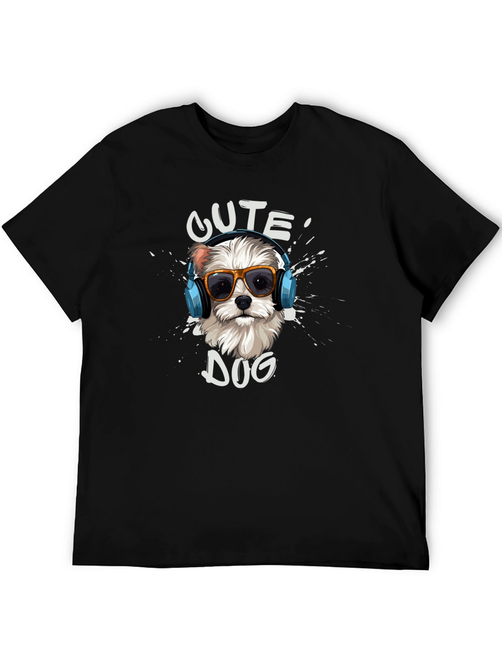 Cute Dog T-Shirt with Headphones and Sunglasses