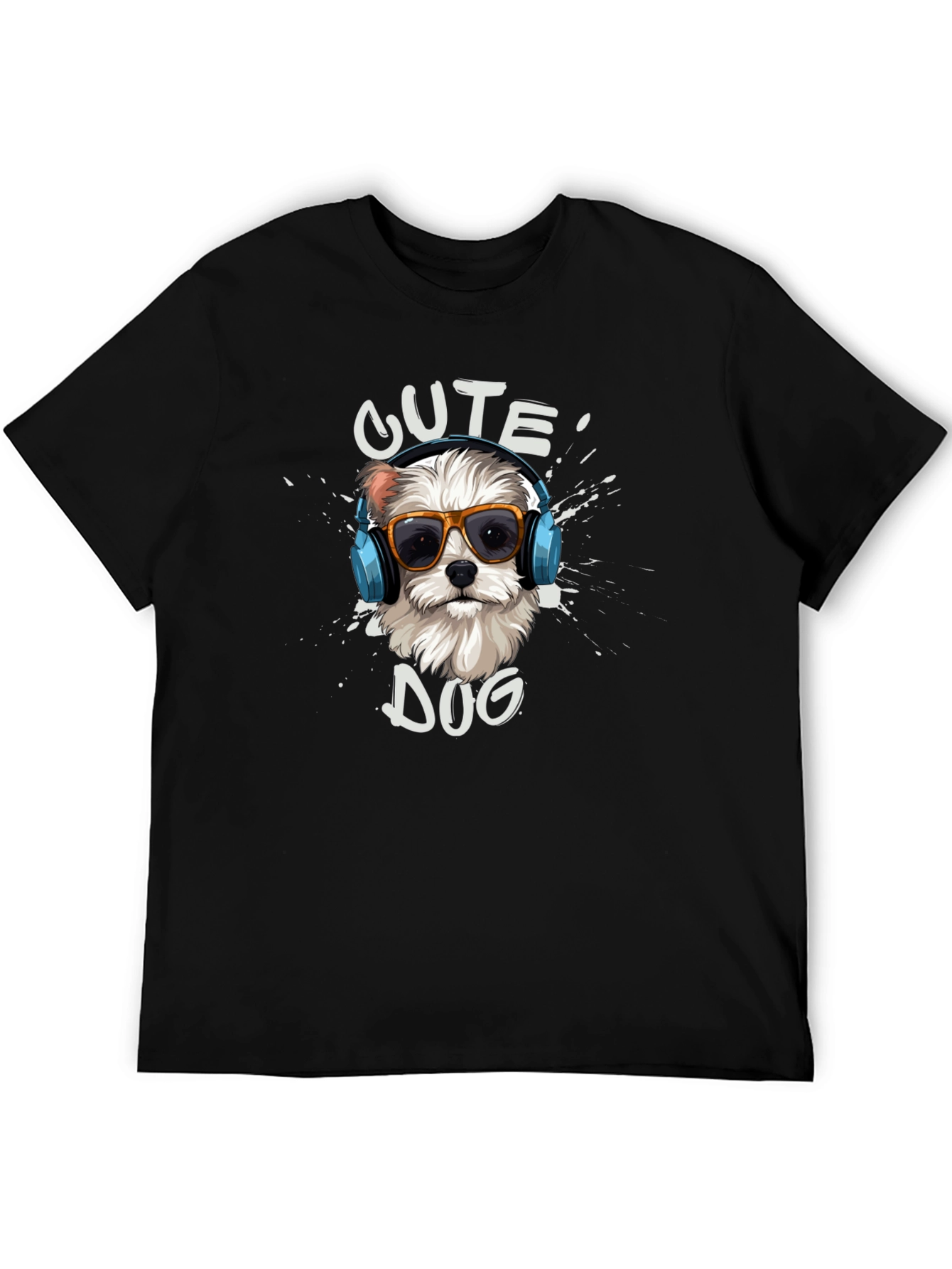 Cute Dog T-Shirt with Headphones and Sunglasses