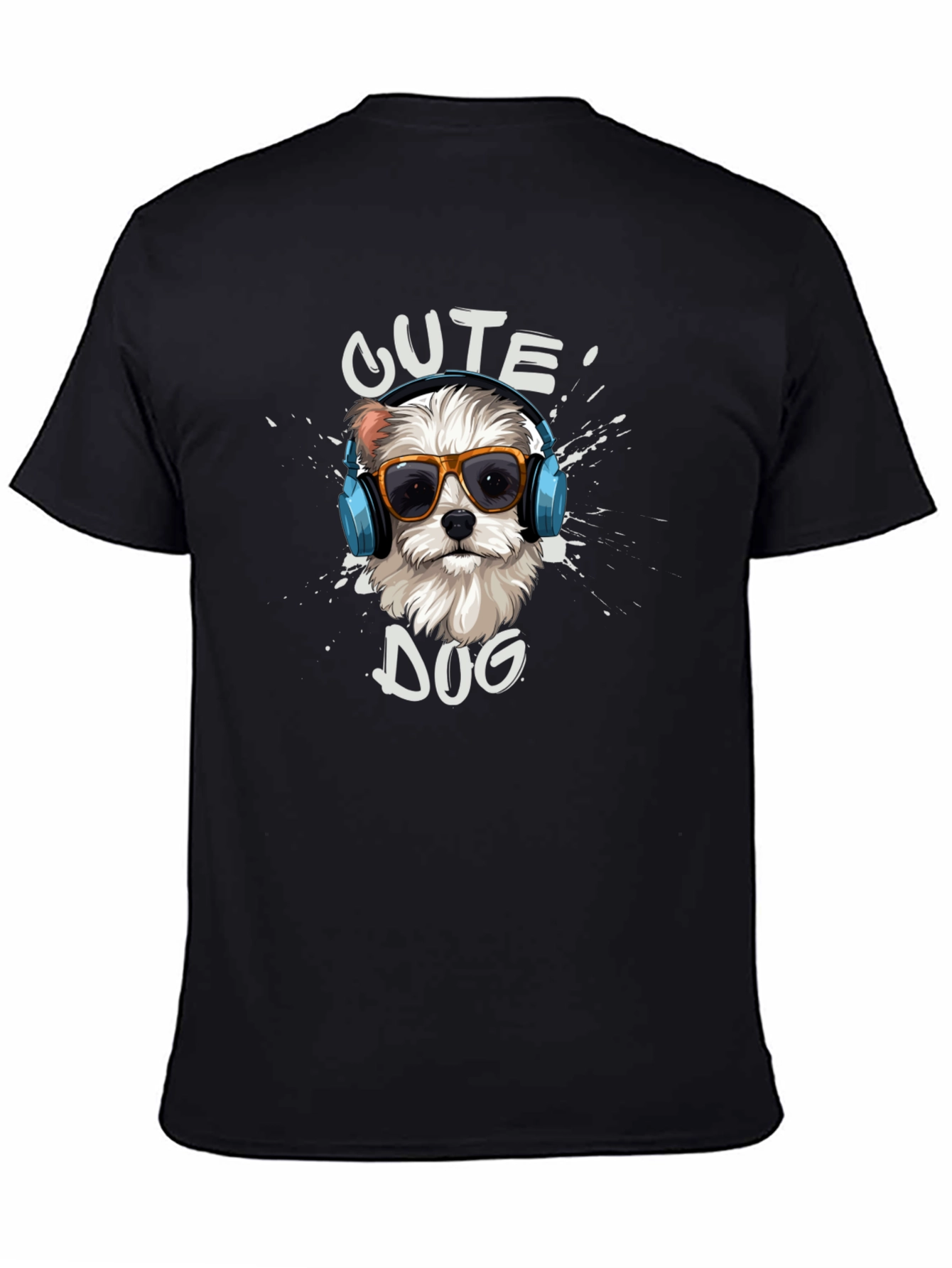 Cute Dog T-Shirt with Headphones and Sunglasses