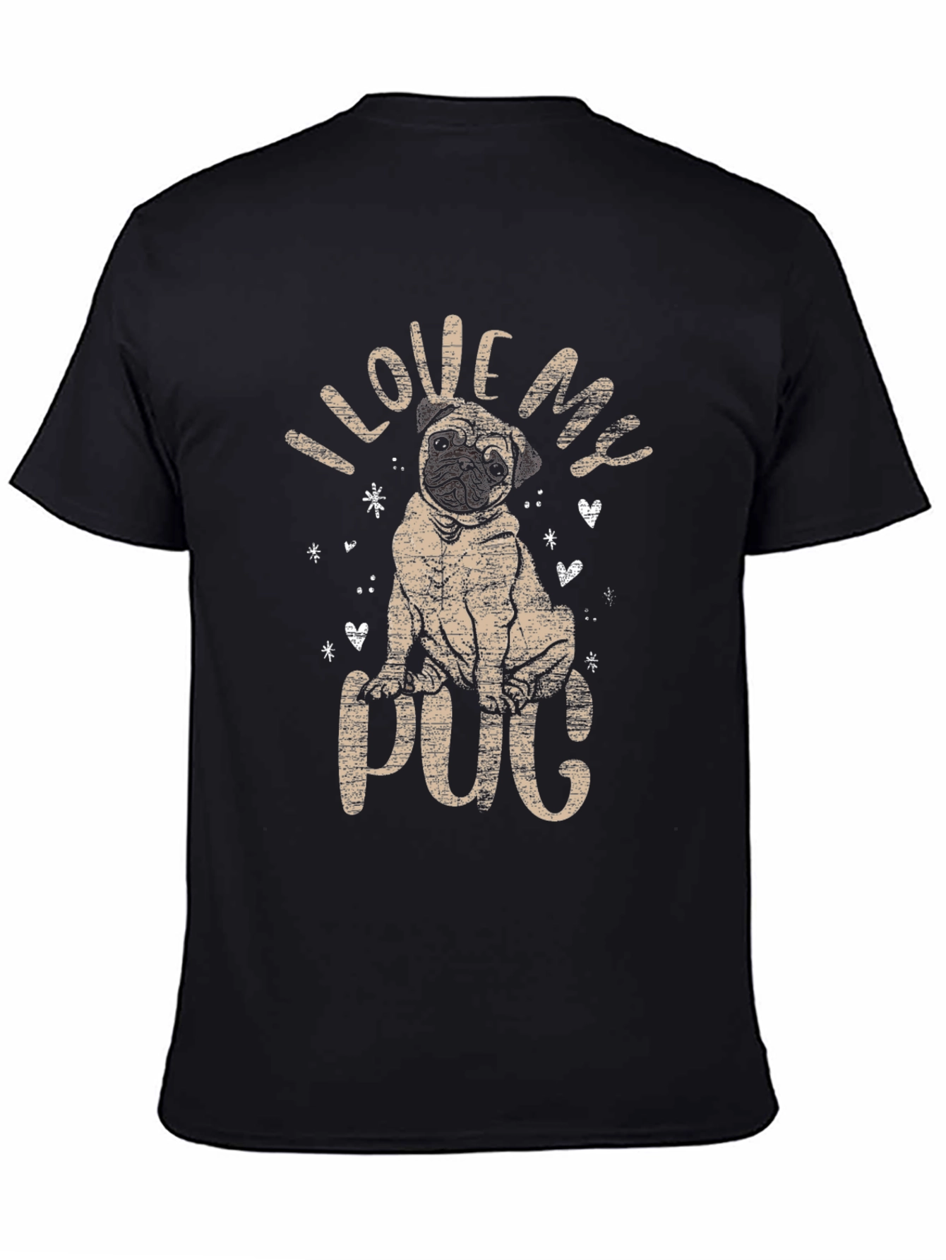 I Love My Pug T-Shirt - Mens Black Crew Neck Tee