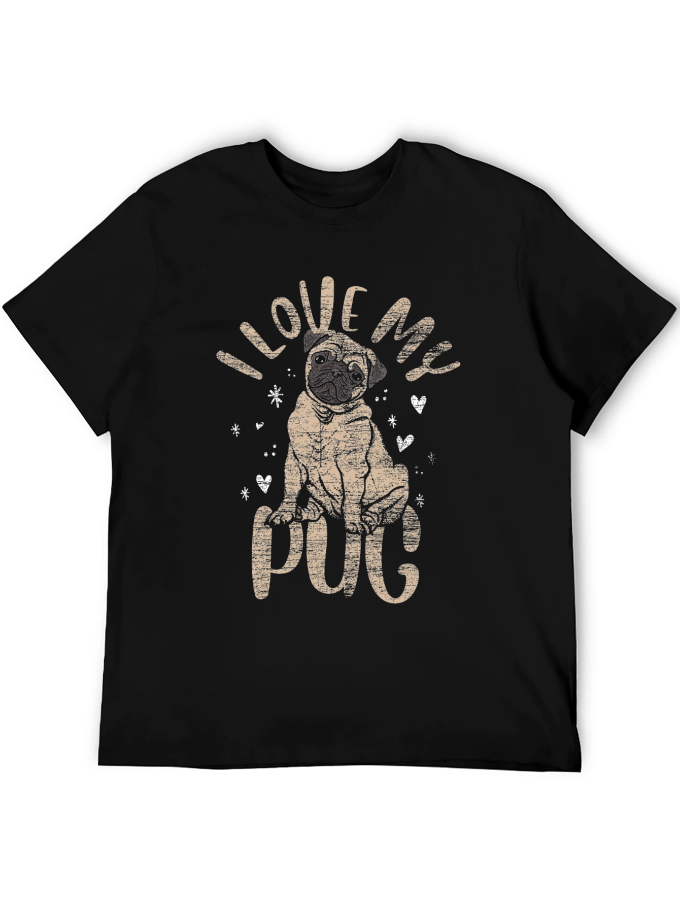 I Love My Pug T-Shirt - Mens Black Crew Neck Tee
