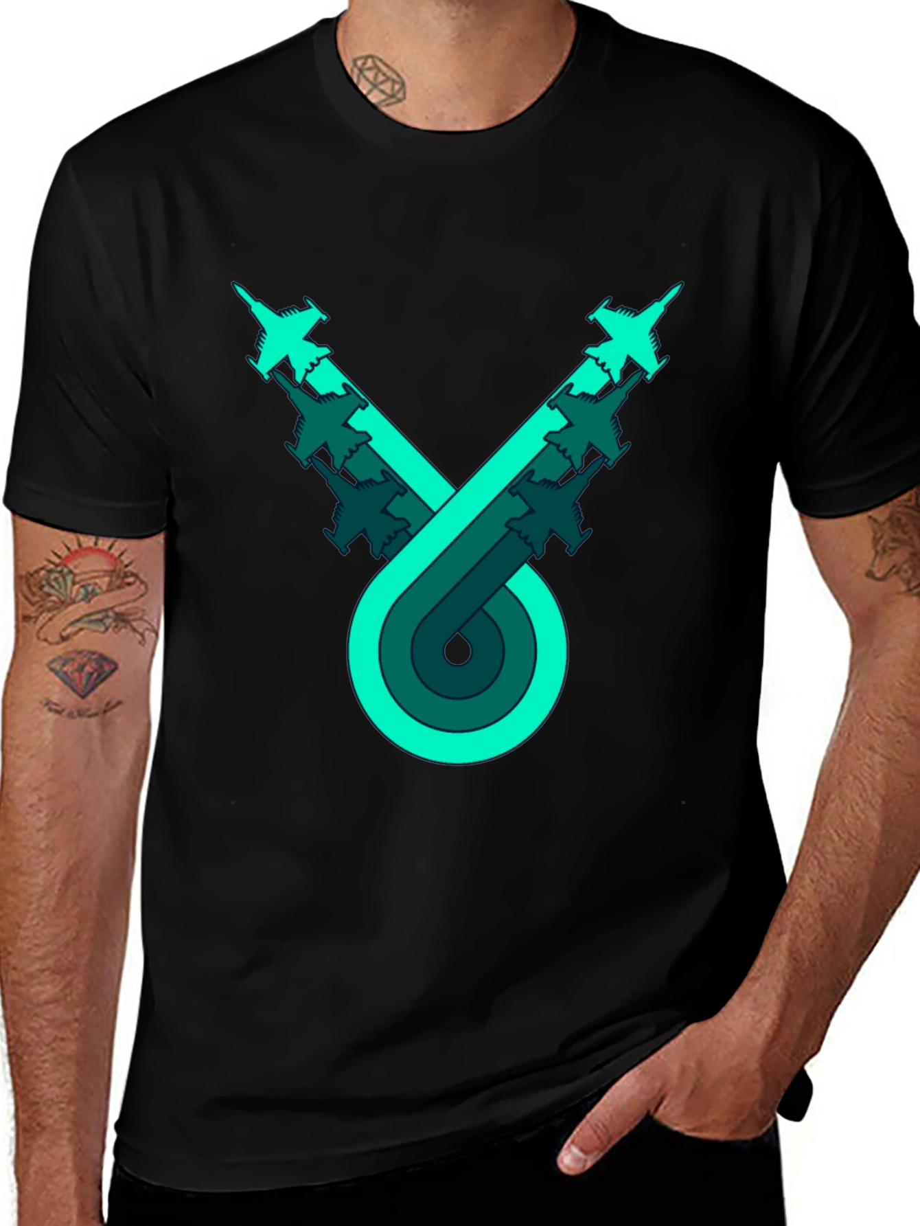 Retro Airplane Formation Graphic Tee - Cool Pilot Style