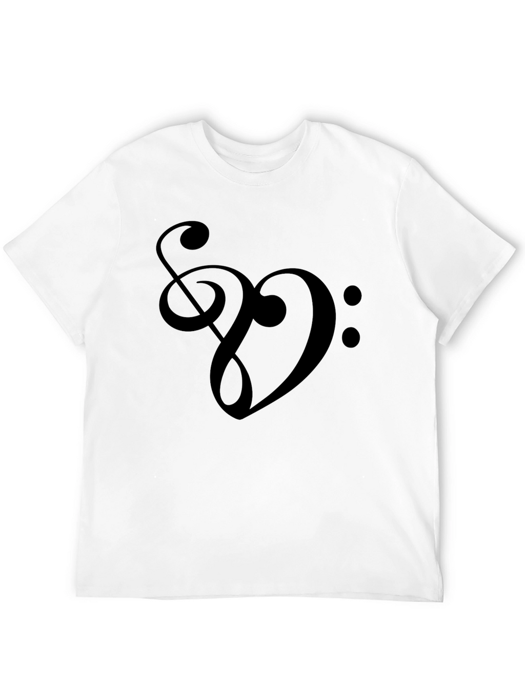 Musical Heart T-Shirt - Treble & Bass Clef Design