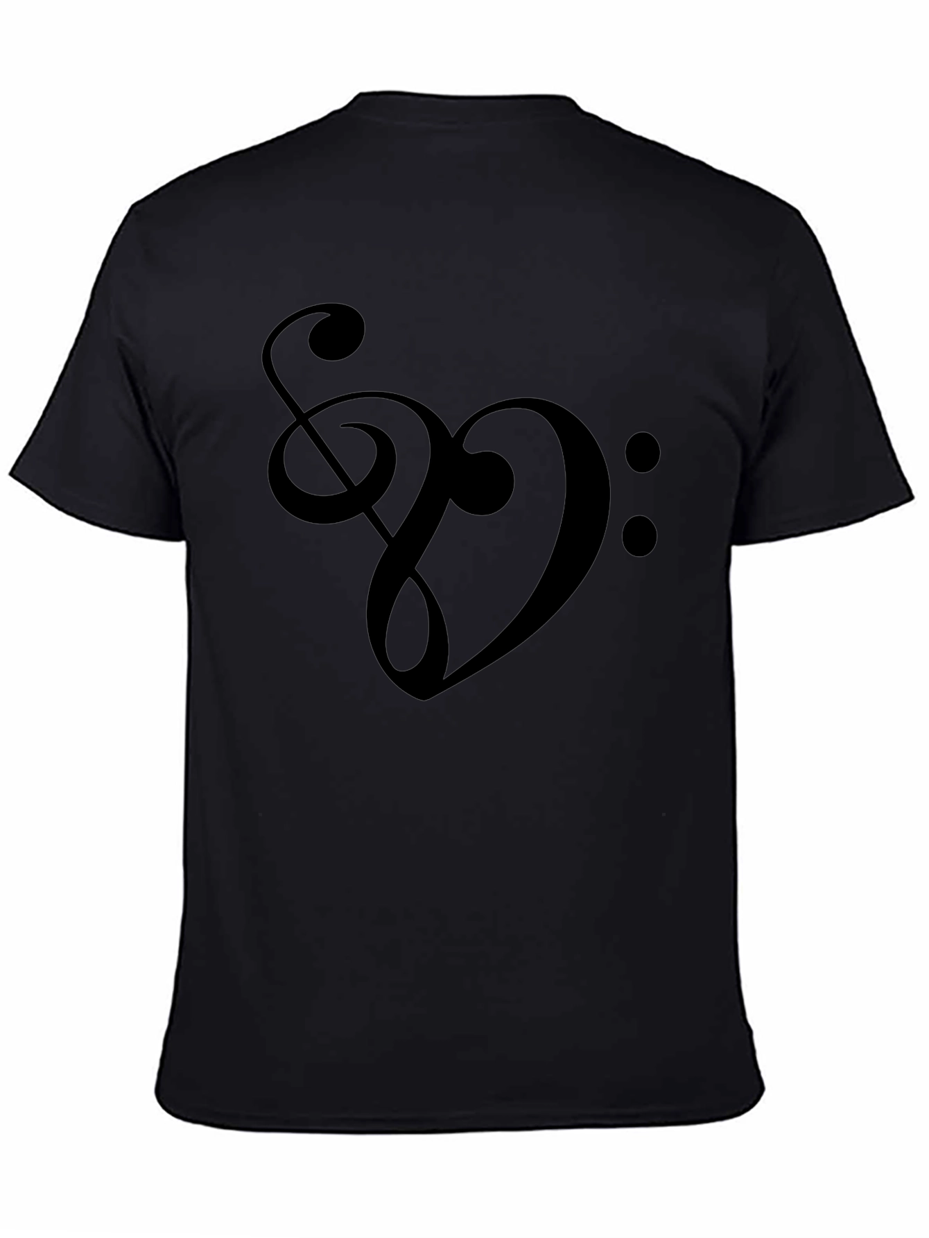 Musical Heart T-Shirt - Treble & Bass Clef Design