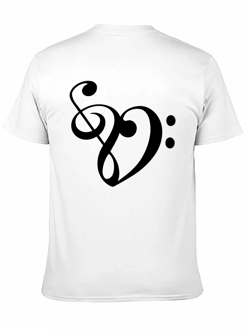 Musical Heart T-Shirt - Treble & Bass Clef Design