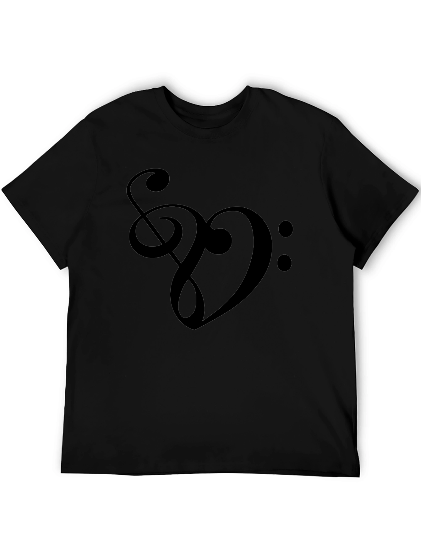 Musical Heart T-Shirt - Treble & Bass Clef Design