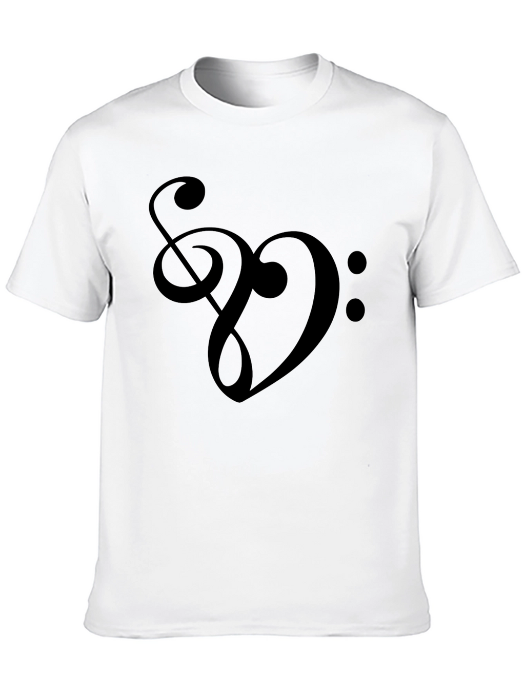 Musical Heart T-Shirt - Treble & Bass Clef Design