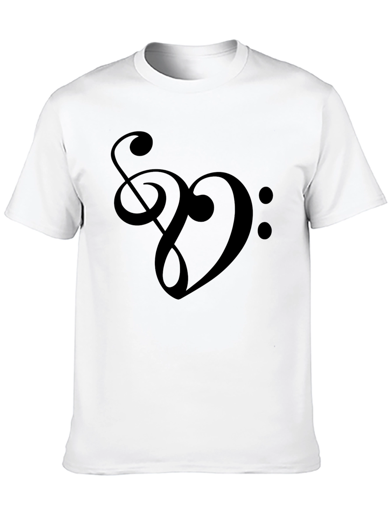 Musical Heart T-Shirt - Treble & Bass Clef Design