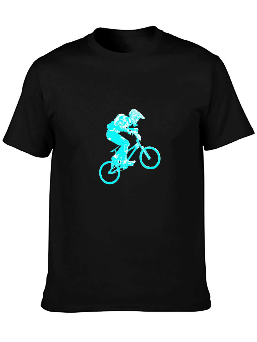Black T-Shirt with Blue Biker Design