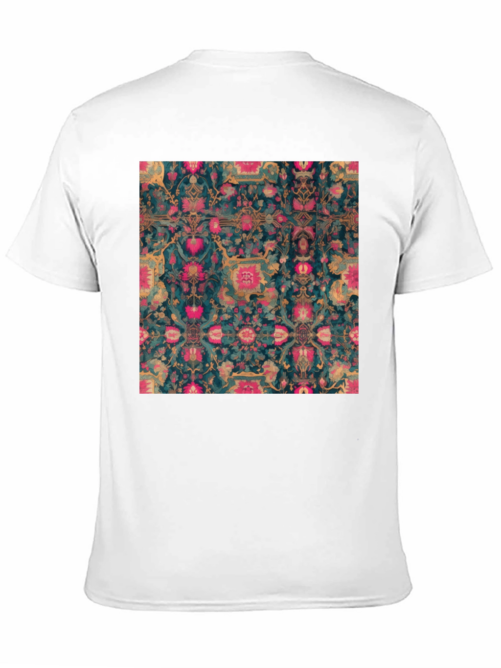 Floral Persian Rug Print Black T-Shirt