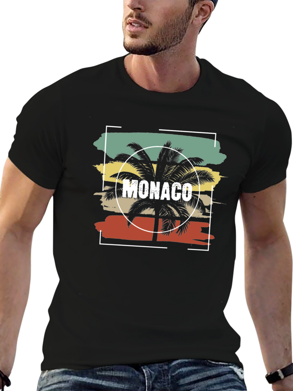 Monaco Palm Tree Graphic Tee - Island Vibes