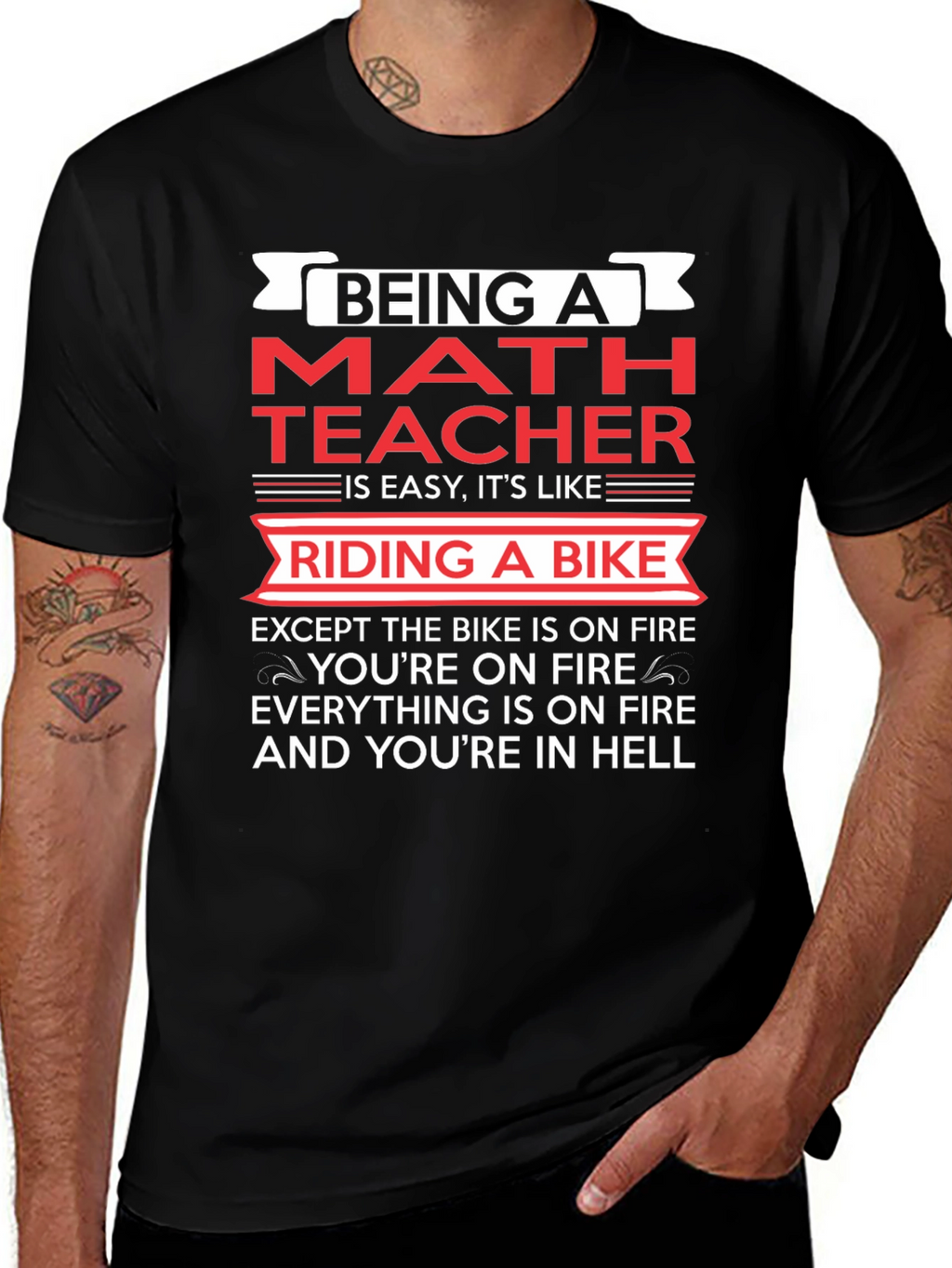 Funny Math Teacher Riding a Bike T-Shirt