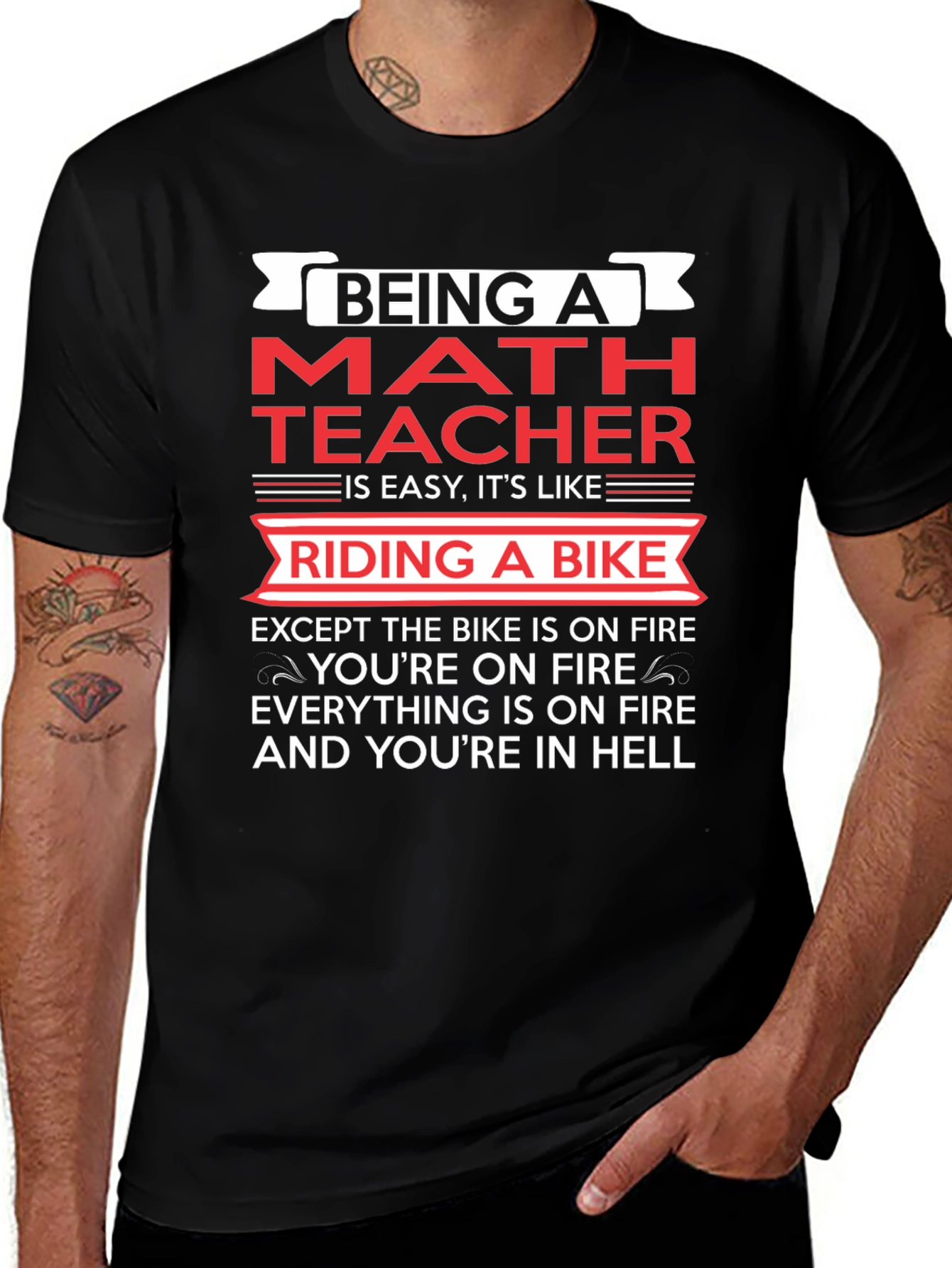 Funny Math Teacher Riding a Bike T-Shirt