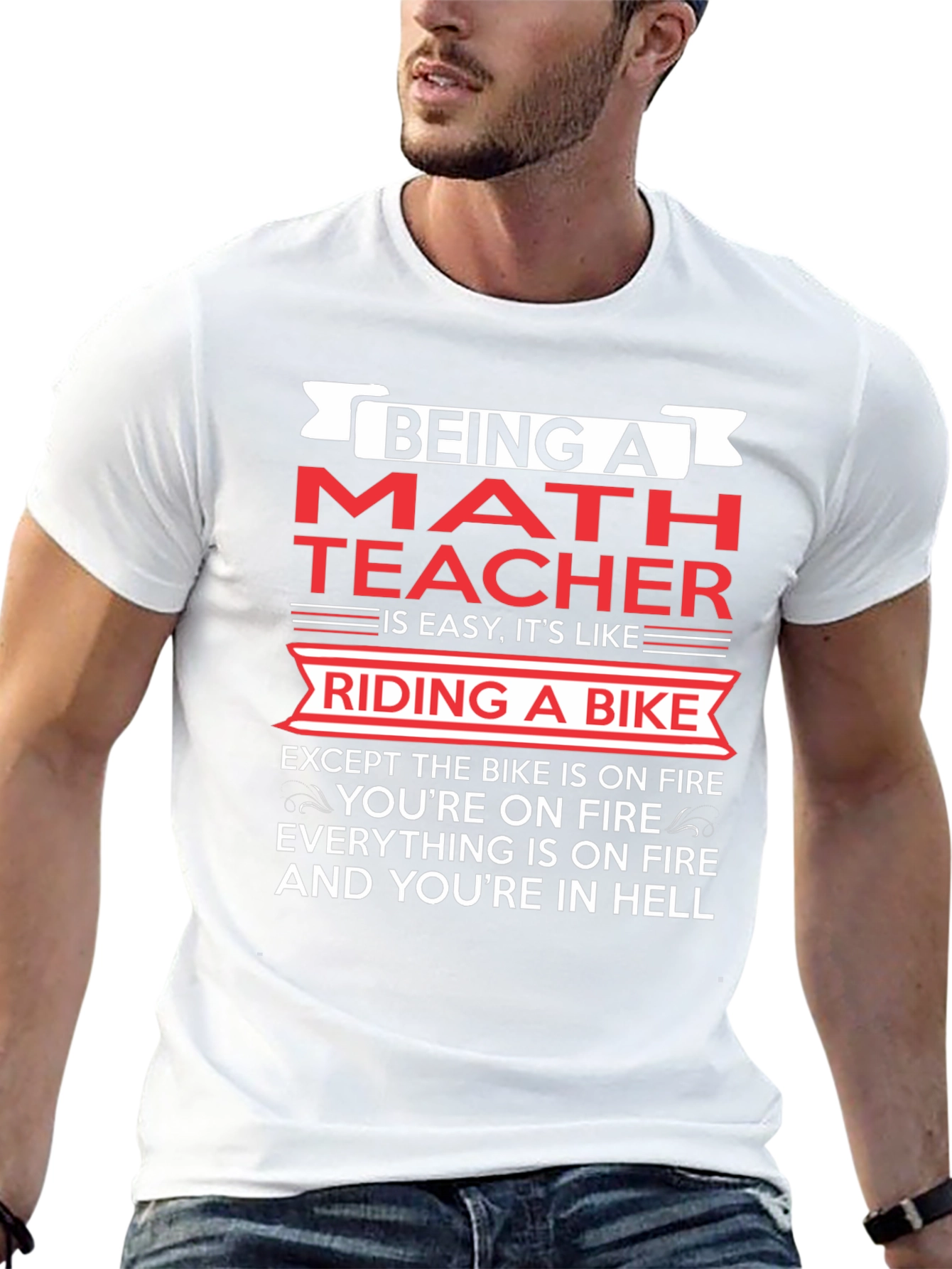 Funny Math Teacher Riding a Bike T-Shirt
