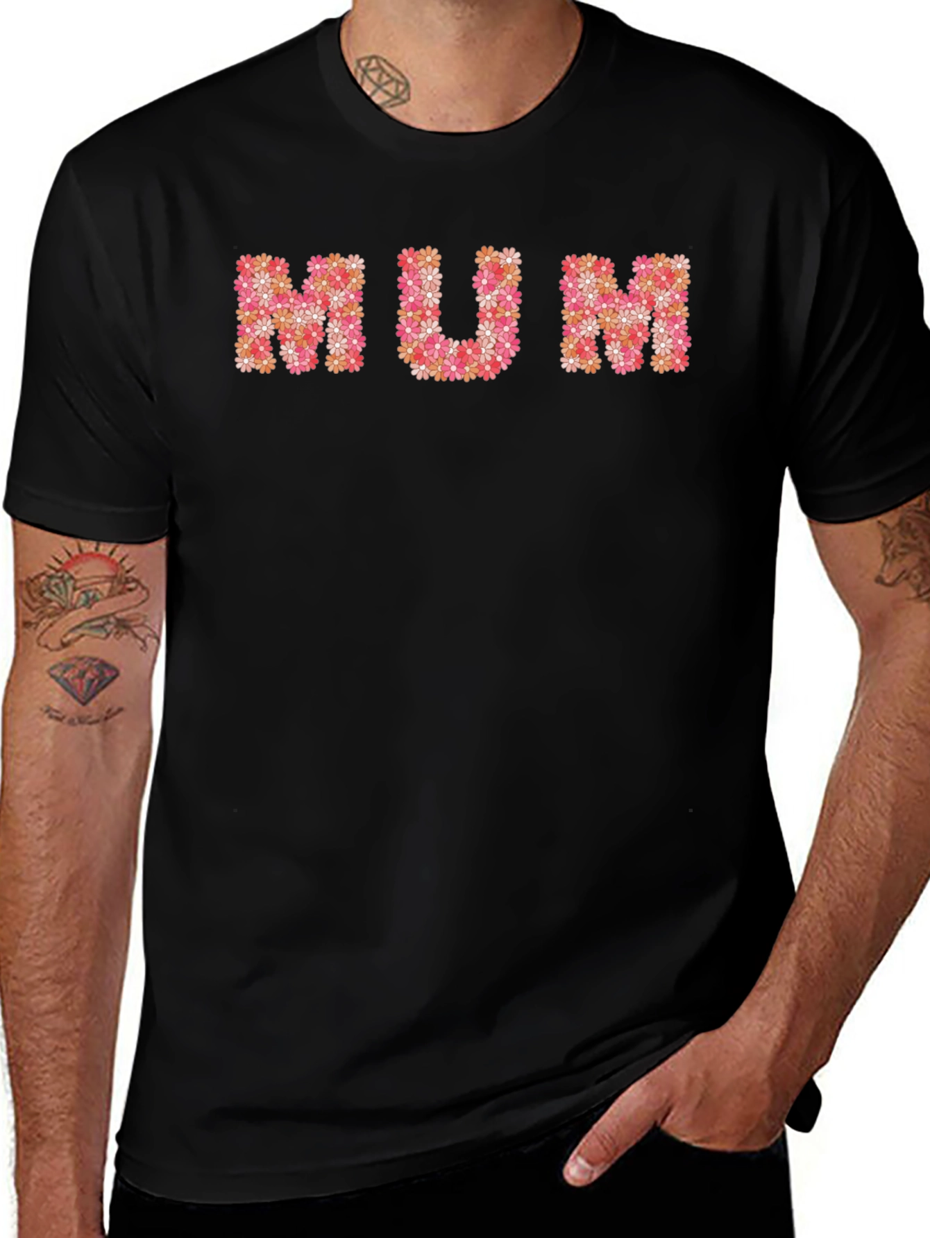 Floral Mum T-Shirt - Black