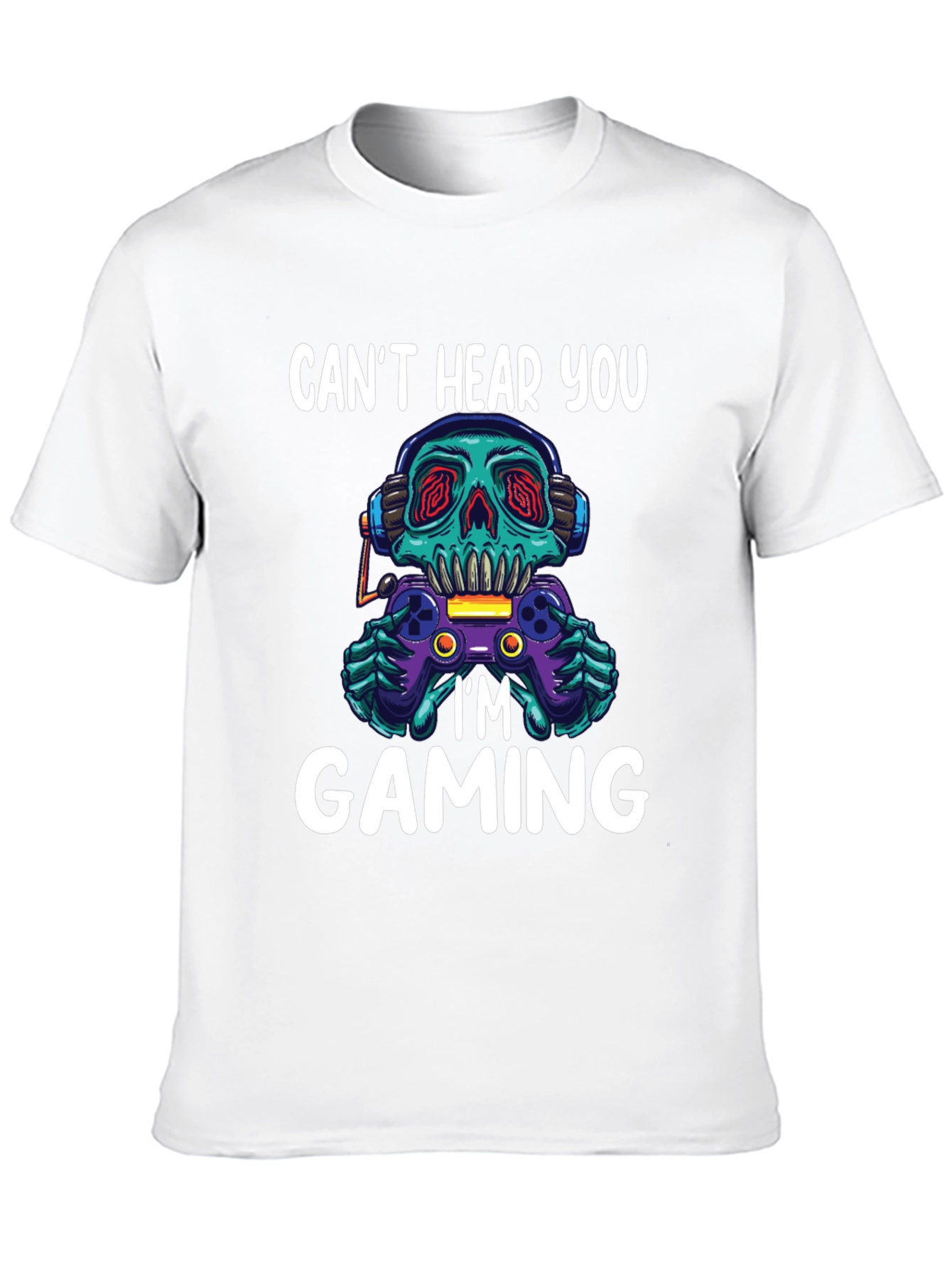 Gamer Skull Graphic Tee - Cant Hear You Im Gaming!