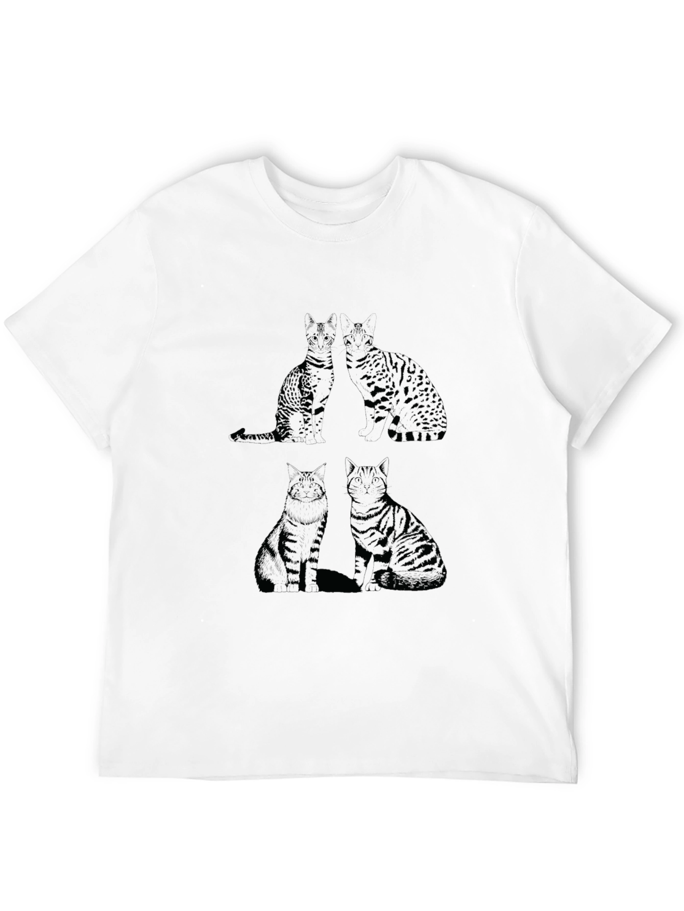 Cat Print Black T-Shirt