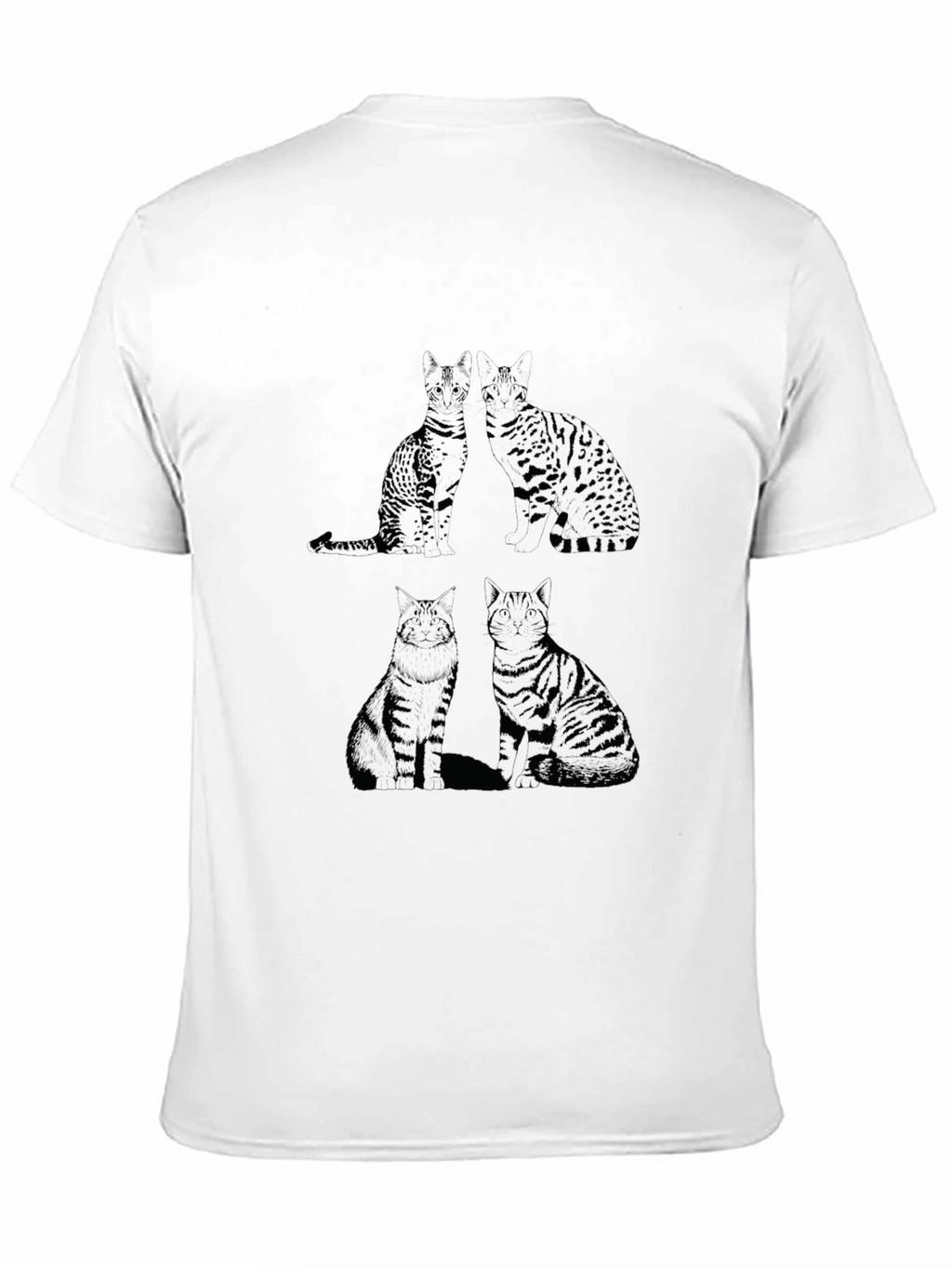 Cat Print Black T-Shirt