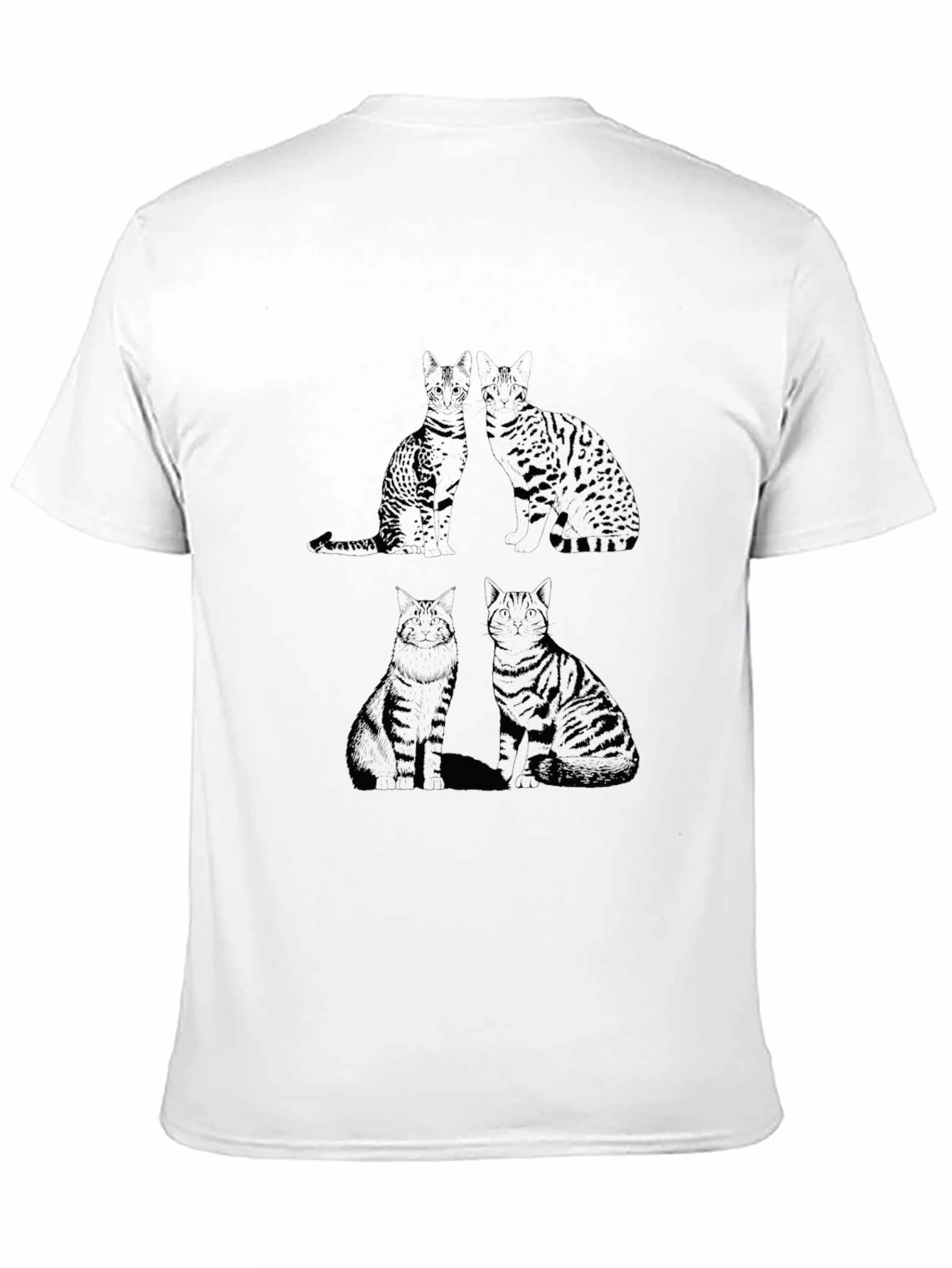 Cat Print Black T-Shirt
