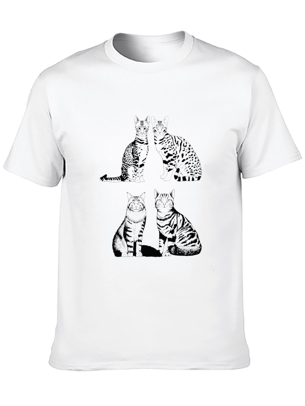 Cat Print Black T-Shirt