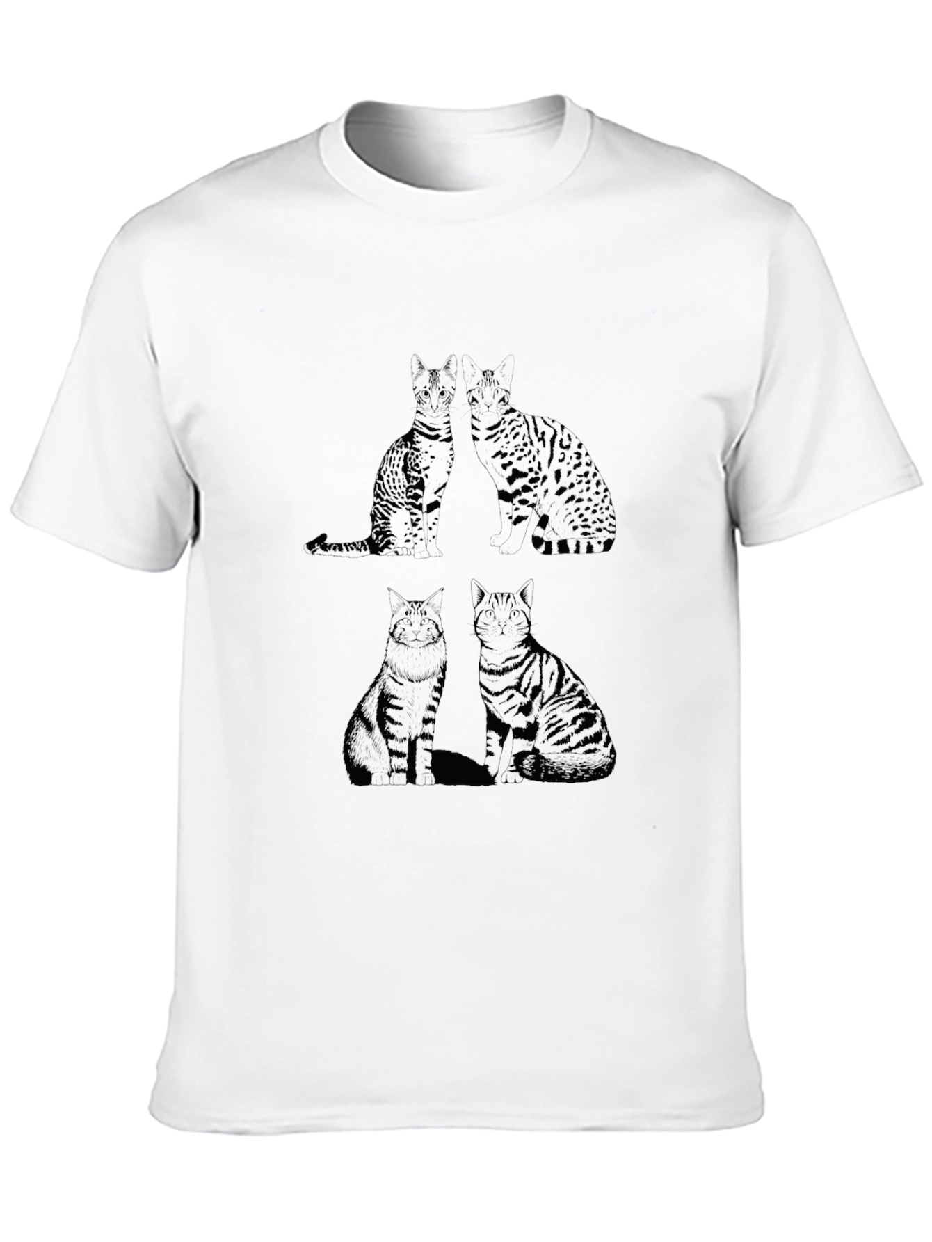 Cat Print Black T-Shirt