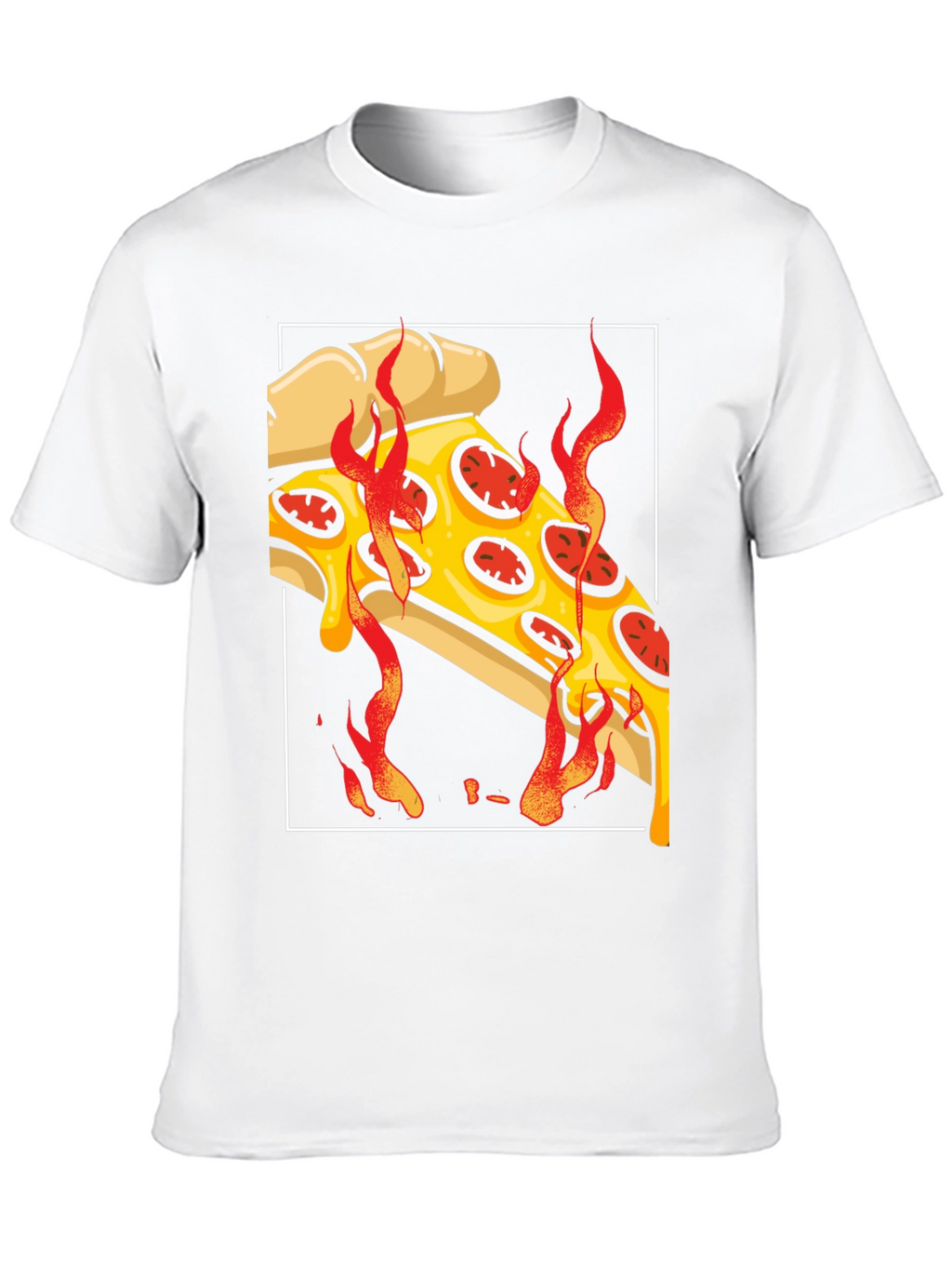 Fiery Pizza Slice Graphic Tee - Black T-Shirt