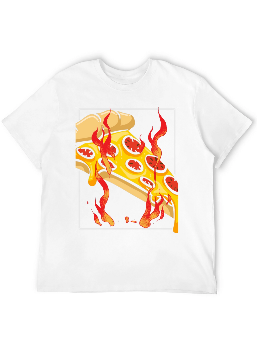 Fiery Pizza Slice Graphic Tee - Black T-Shirt