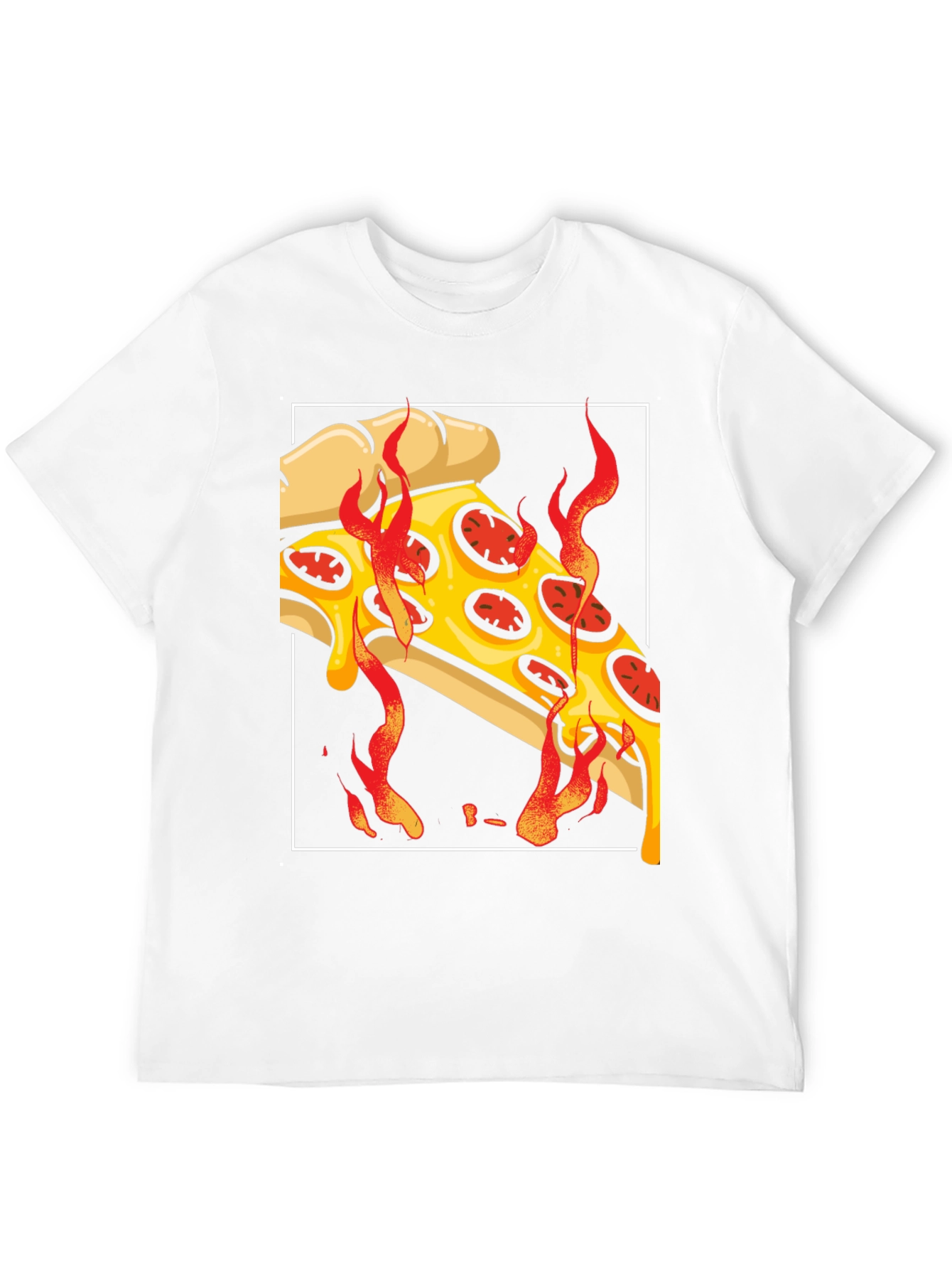 Fiery Pizza Slice Graphic Tee - Black T-Shirt