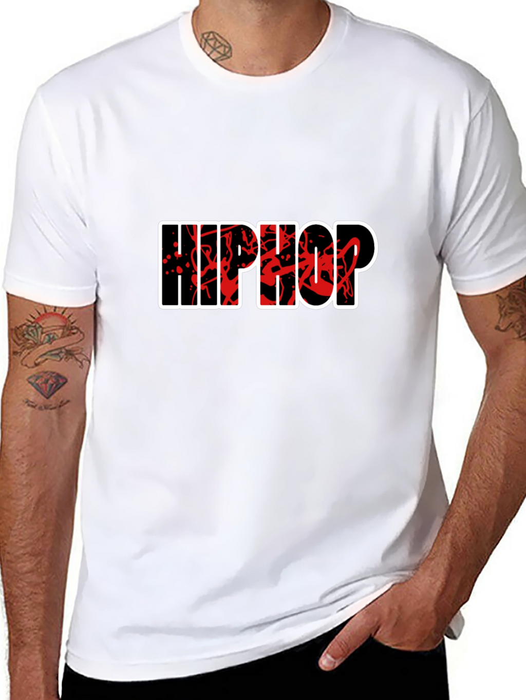 Hip Hop Graphic Tee - Stylish Black Cotton T-Shirt