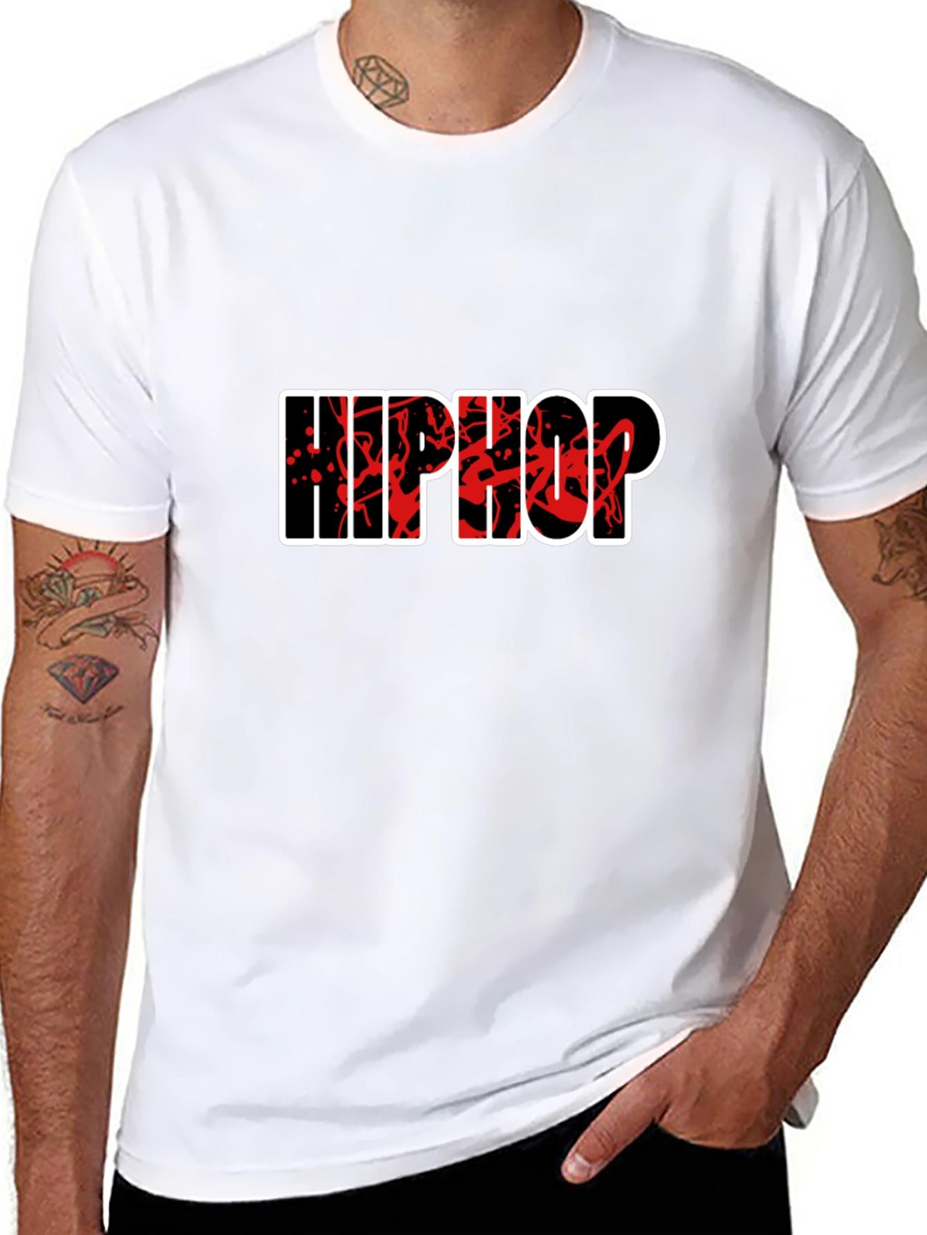 Hip Hop Graphic Tee - Stylish Black Cotton T-Shirt