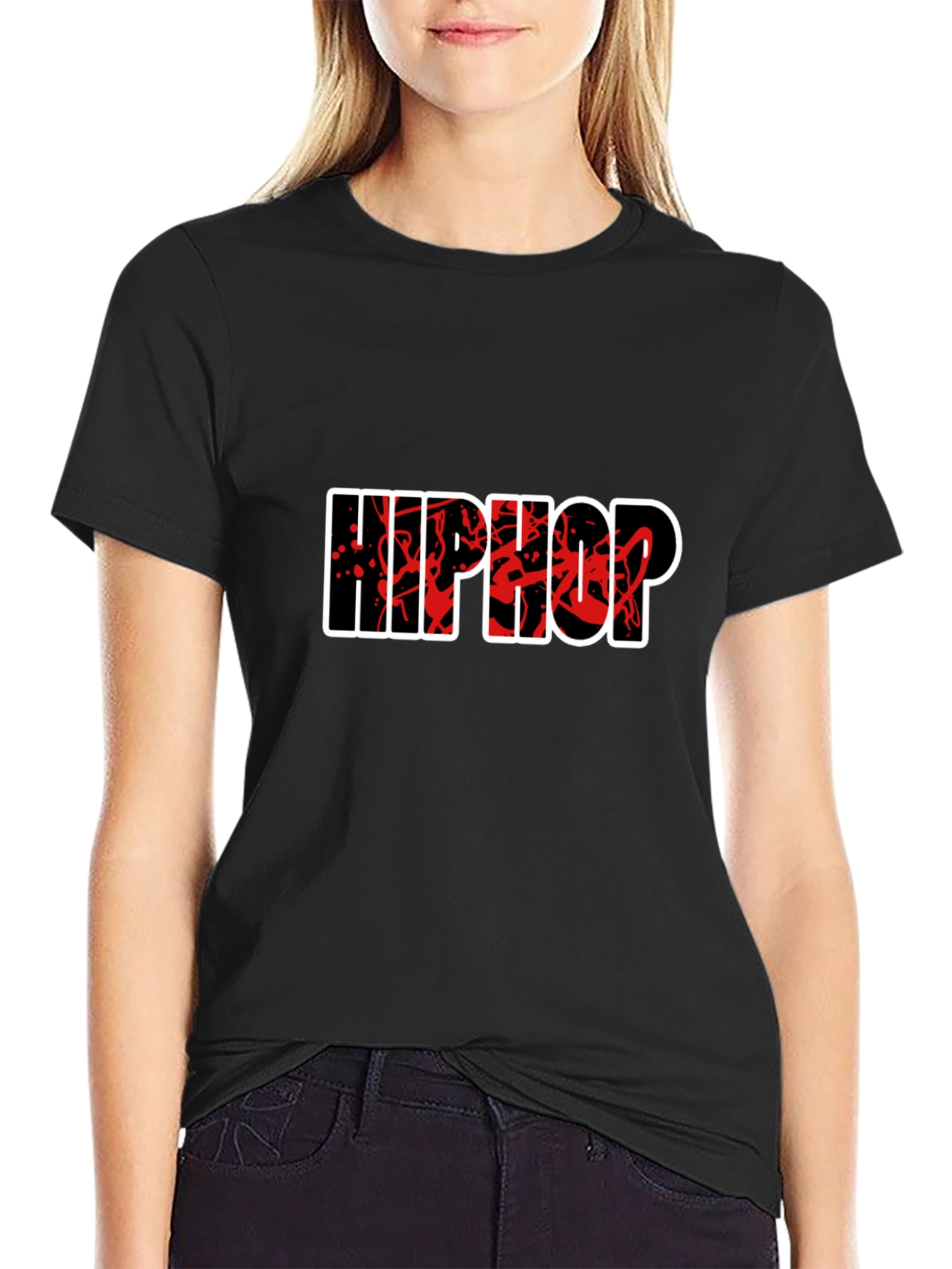 Hip Hop Graphic Tee - Stylish Black Cotton T-Shirt