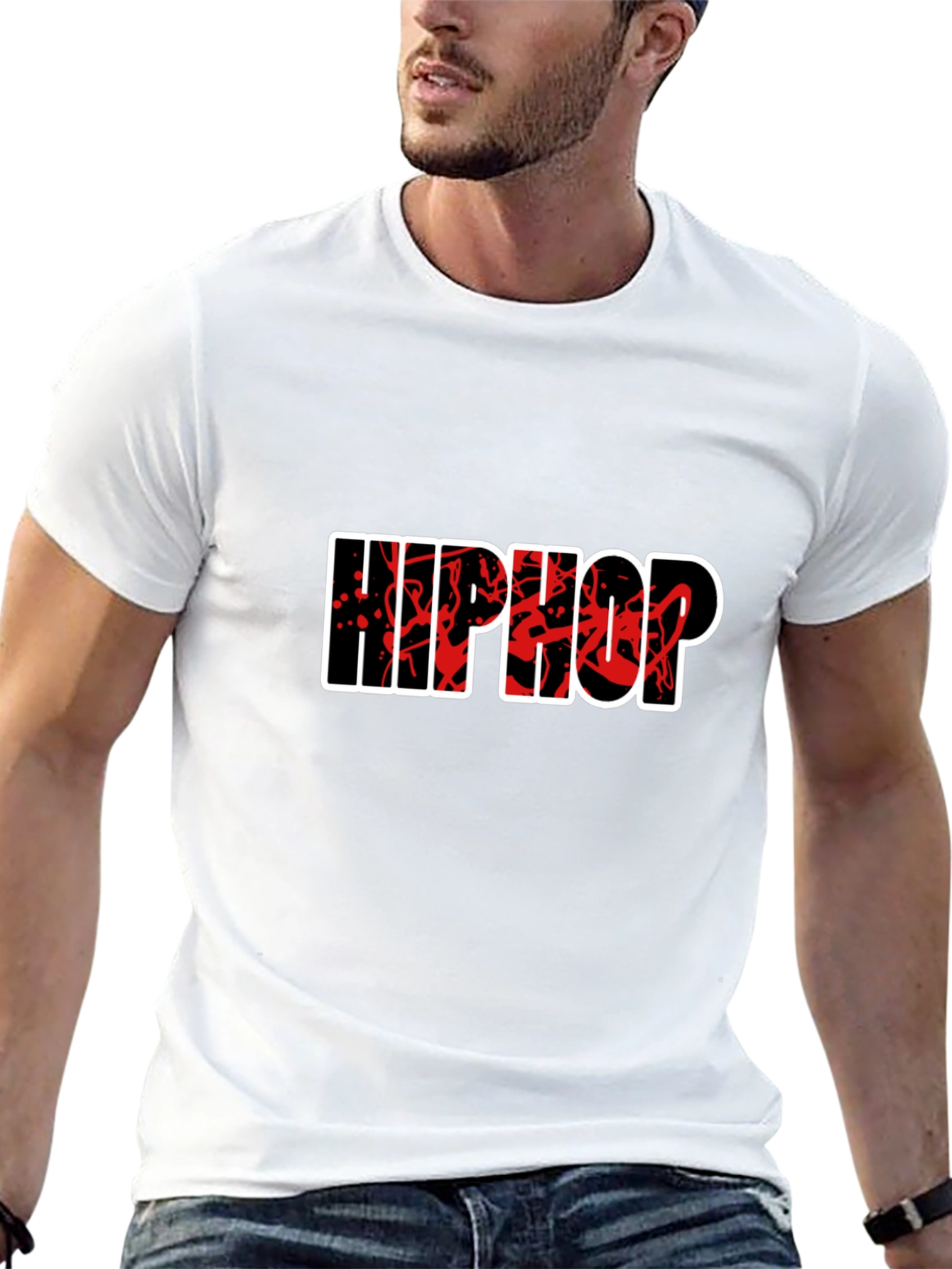 Hip Hop Graphic Tee - Stylish Black Cotton T-Shirt