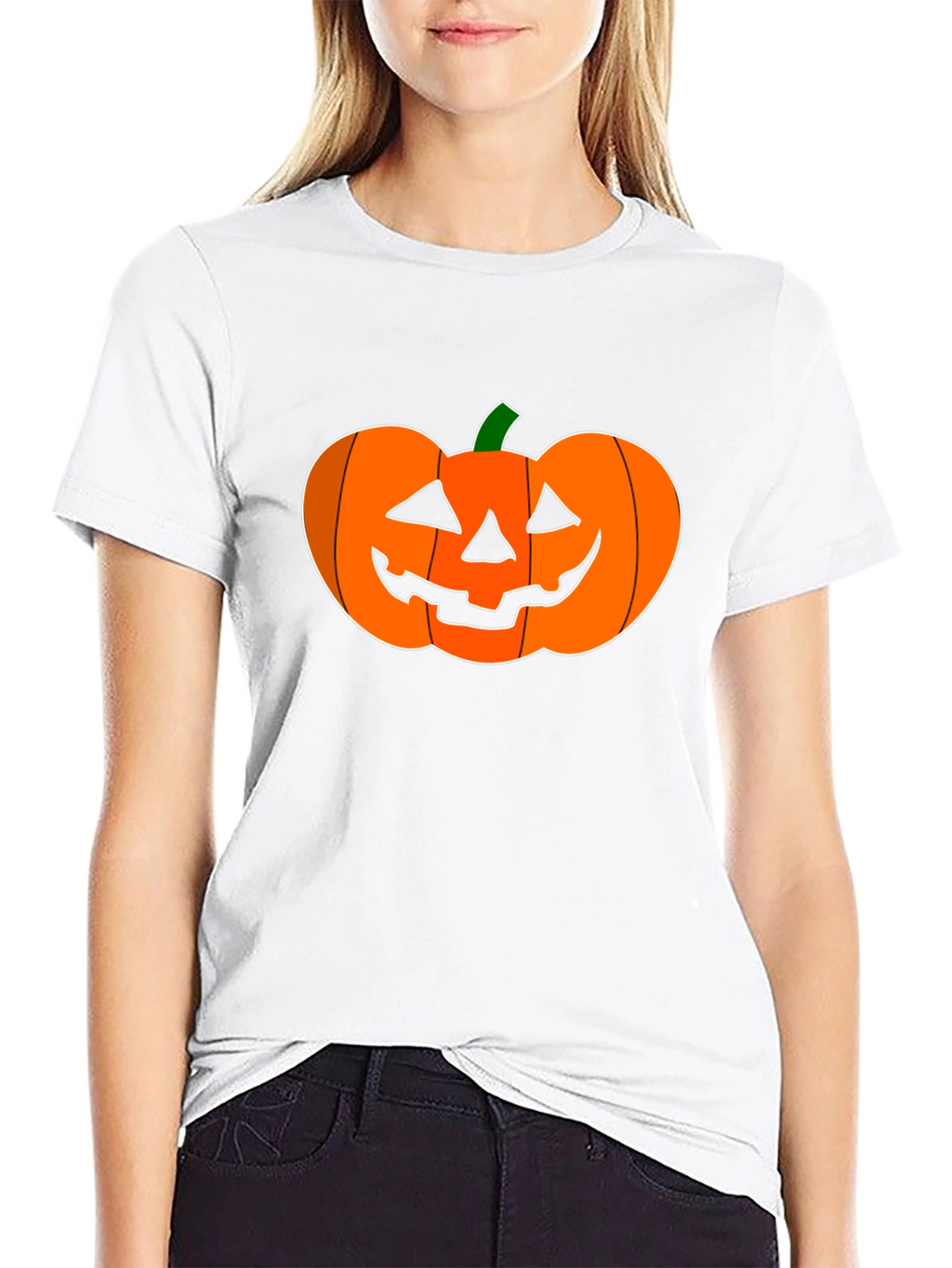 Halloween Pumpkin Graphic Tee - Black Cotton Shirt