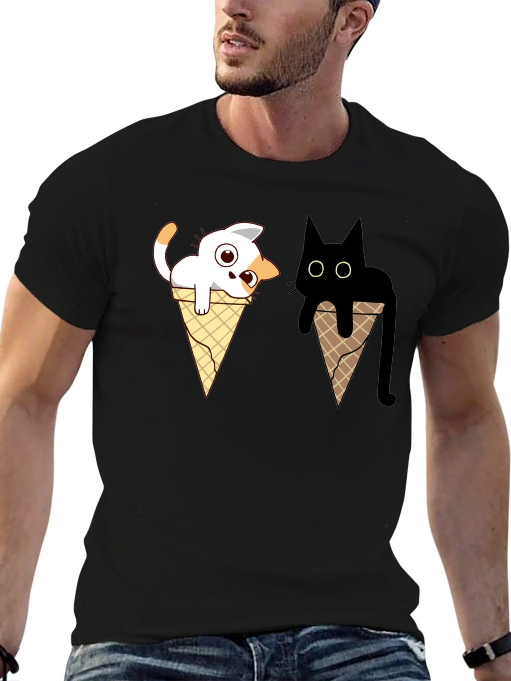 Cute Cat Ice Cream Cone T-Shirt