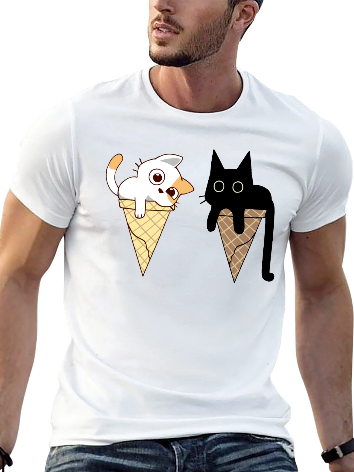 Cute Cat Ice Cream Cone T-Shirt
