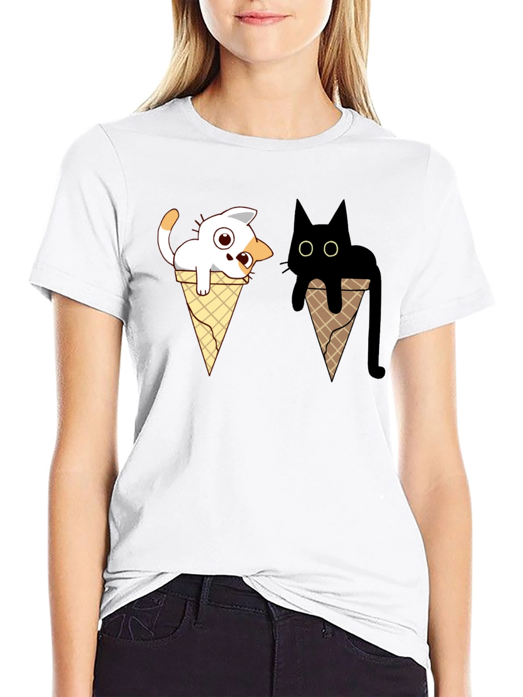 Cute Cat Ice Cream Cone T-Shirt