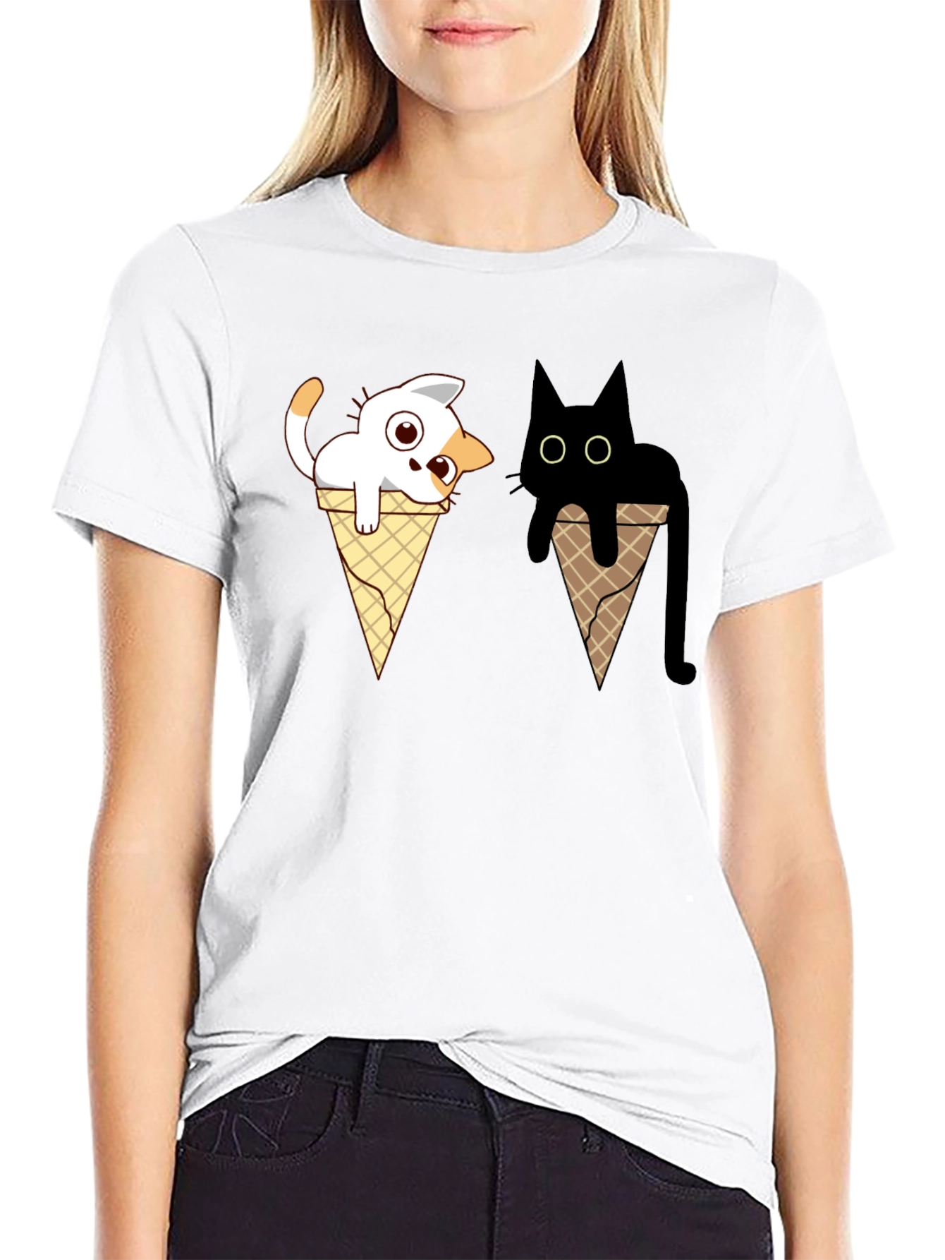 Cute Cat Ice Cream Cone T-Shirt
