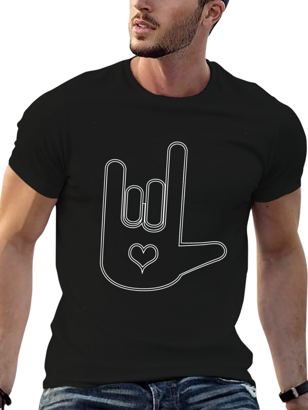 I Love You Sign Language Black T-Shirt